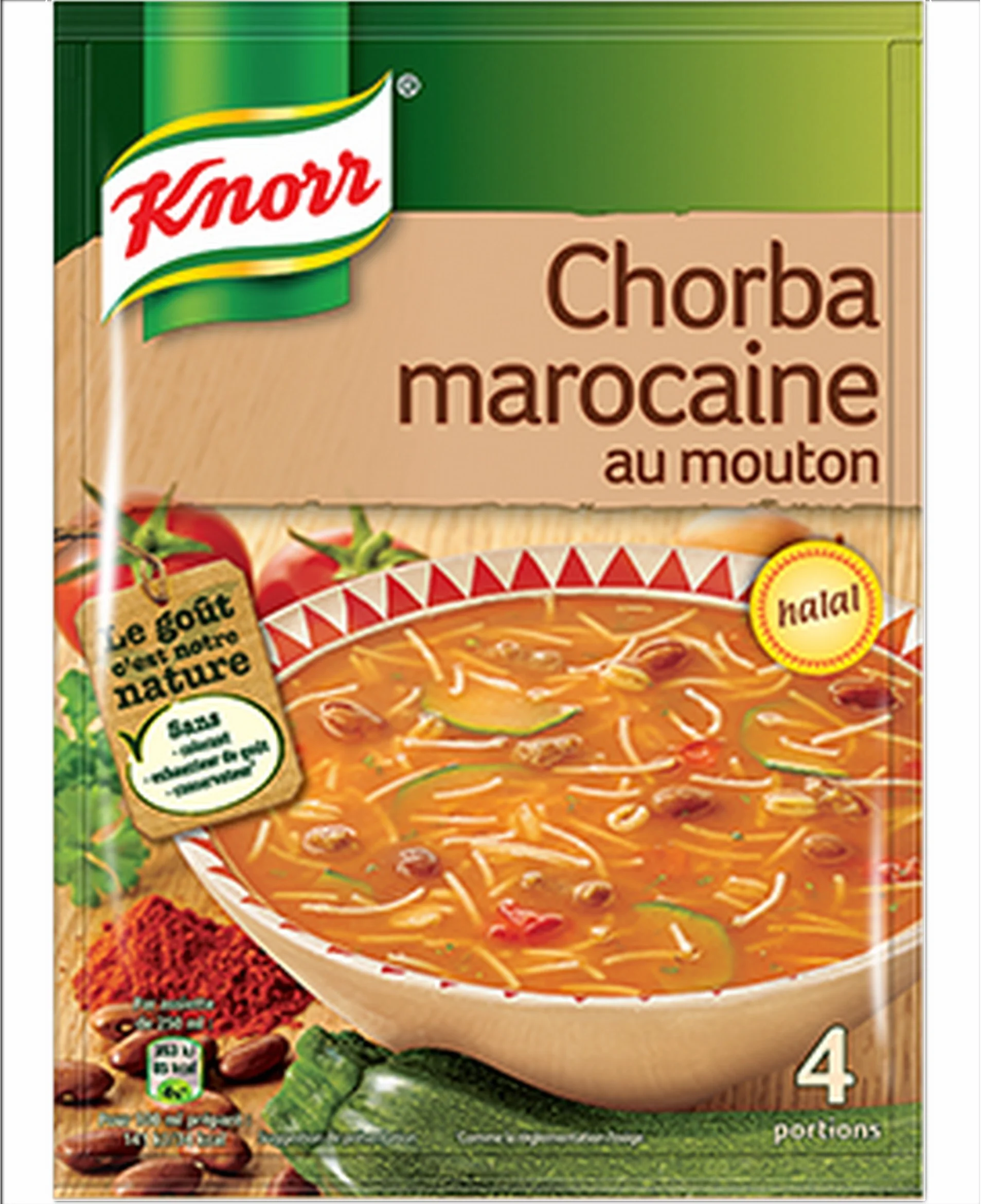 Knorr Soupe Chorba Marocaine au Mouton-Halal pour 4 Personnes 100 g - Lot de 6