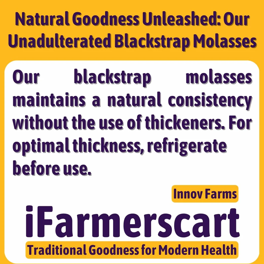 iFarmerscart Mélasse Blackstrap - 700g | Sans Soufre et Sans Conservateurs | Canne à Sucre Indienne Non-OGM | Récoltée à la Main des Rives Riches en Nutriments de la Rivière Kaveri
