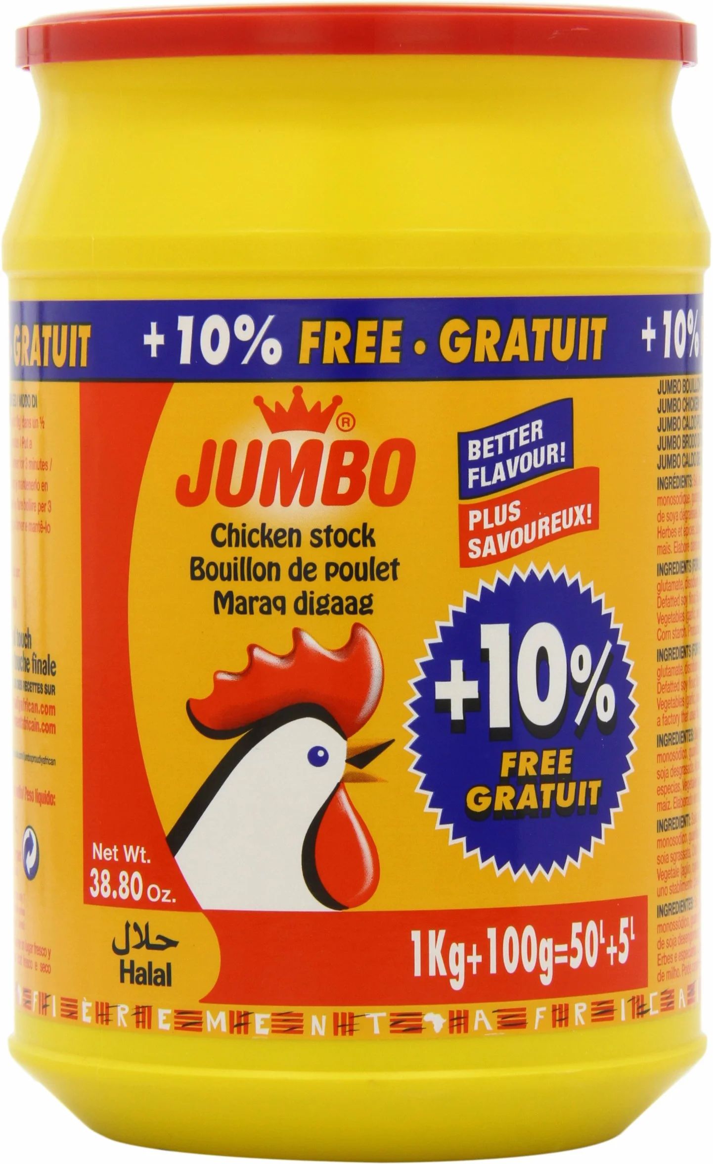 Jumbo Poudre de bouillon de poulet halal 1 kg (lot de 2)