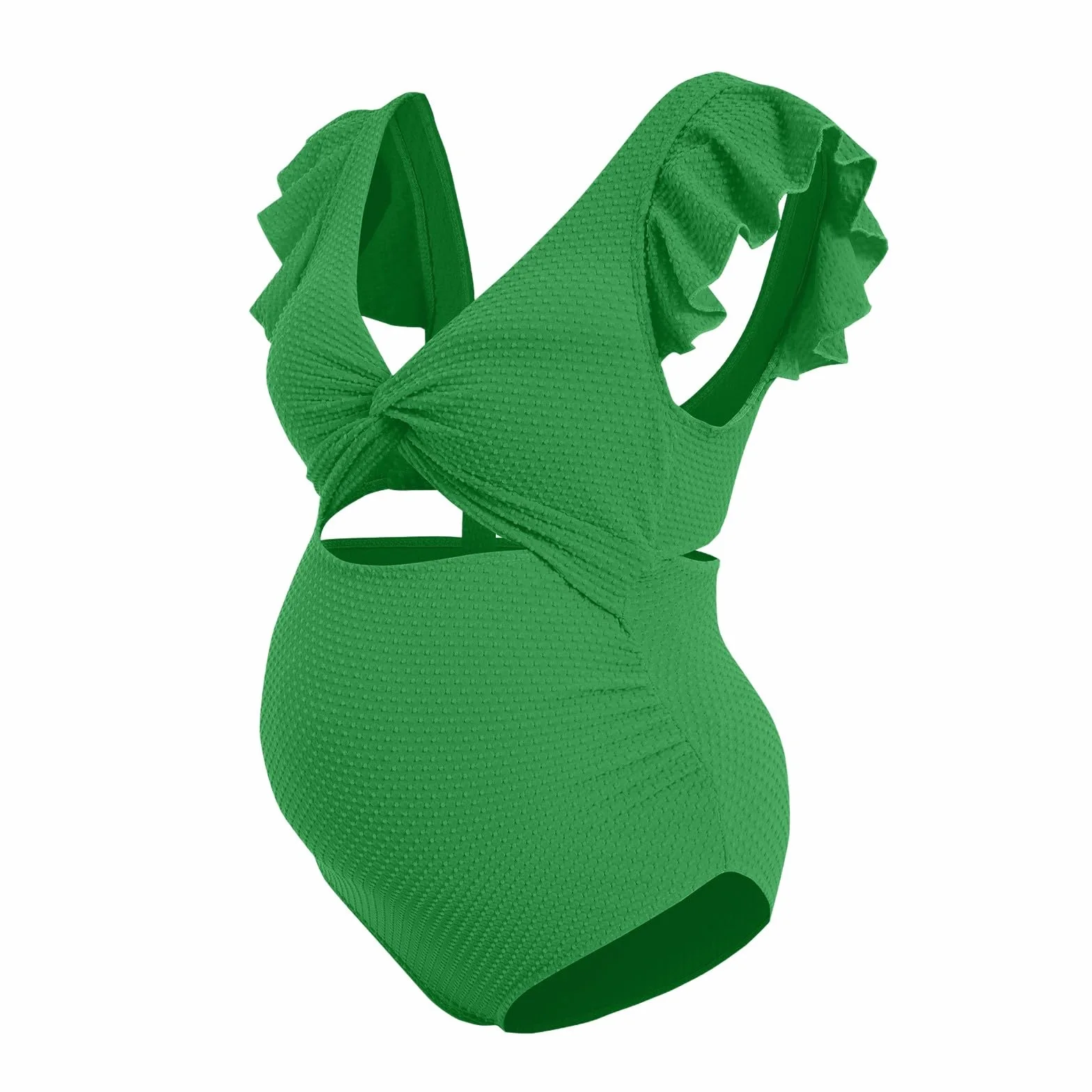 Maillot de bain maternité 1 pièce col V profond couleur unie été femme enceinte