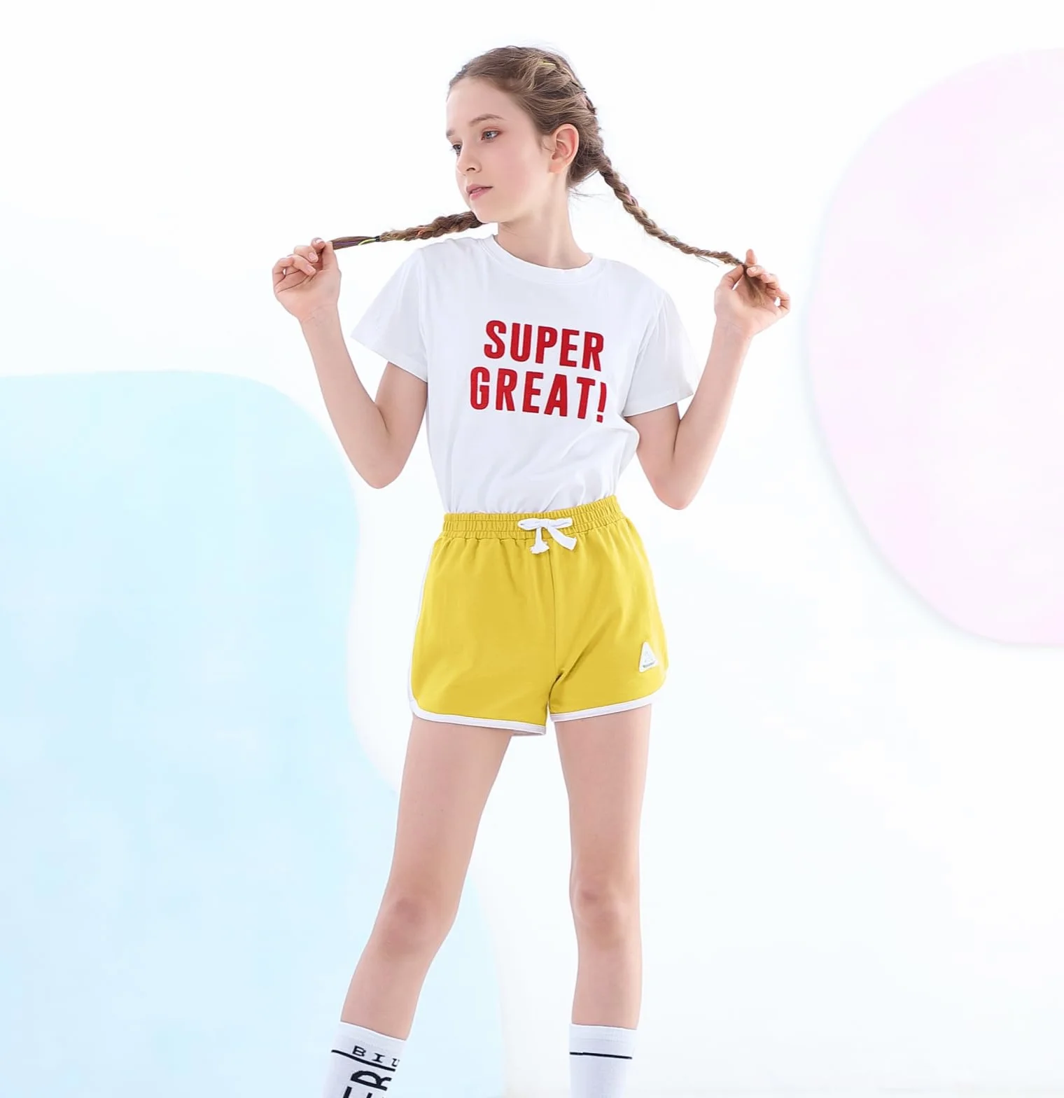 Rolanko Enfant Shorts Fille Sports Coton Danse Short Gymnastique Été D'entraînement Hot Pant pour La Course
