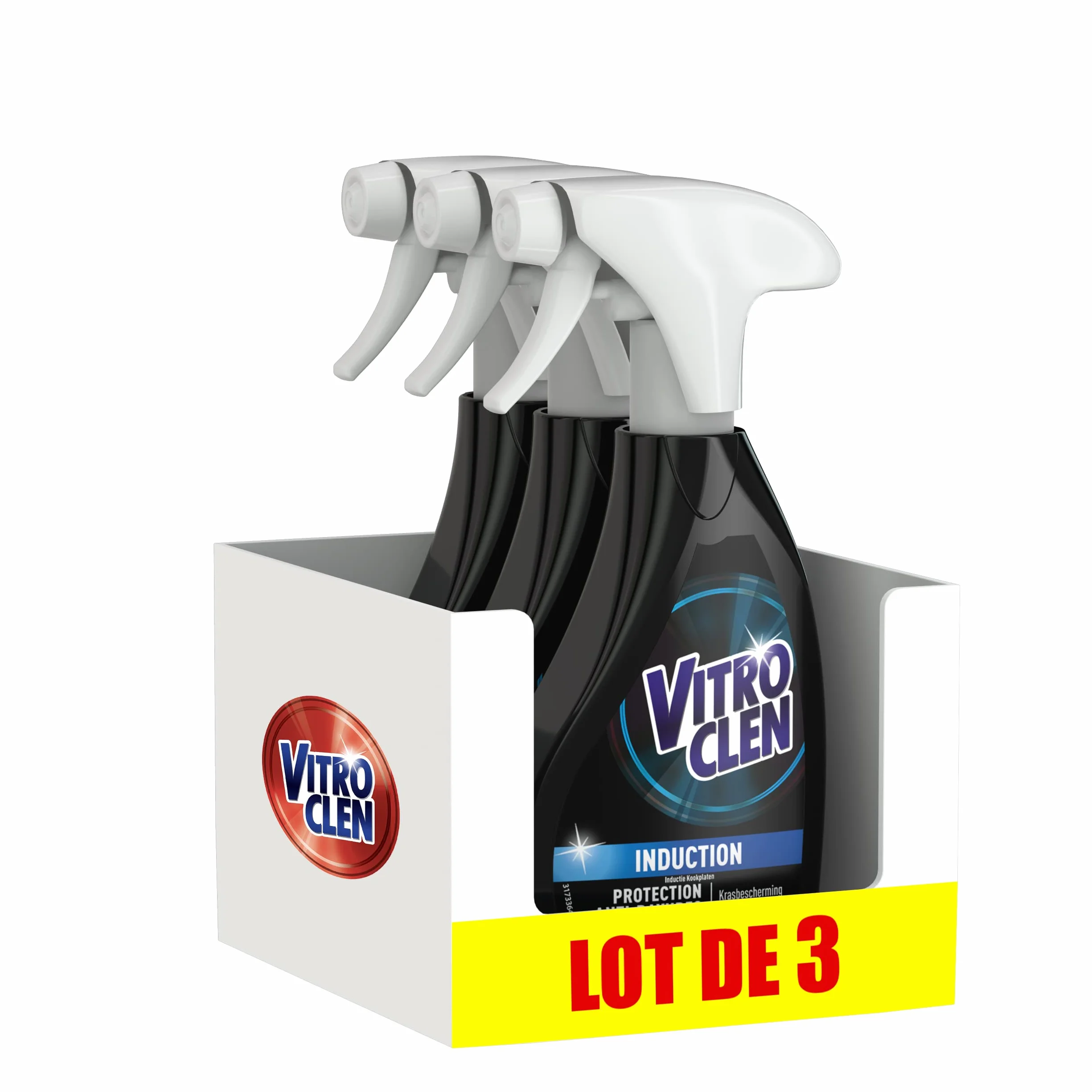 VITROCLEN Lot de 3 Sprays Nettoyant 250ml Plaque Induction Protection Anti-Rayures et Ultra Brillance