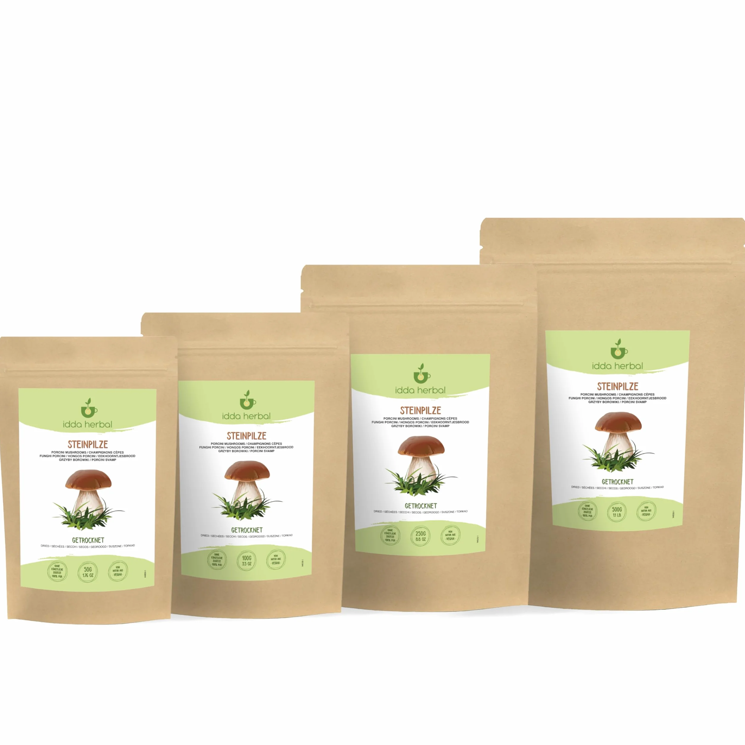 IDDA Herbal Cèpes Séchés 100g, Boletus Edilus, Champignons Porcini Entiers Séchés pour la Cuisine