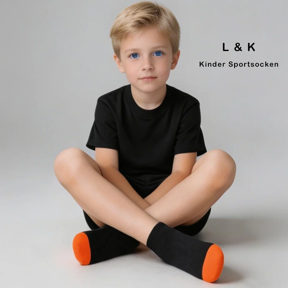 L&K-II Lot de 12 Chaussettes pour enfants chaussettes de sport coton motif football