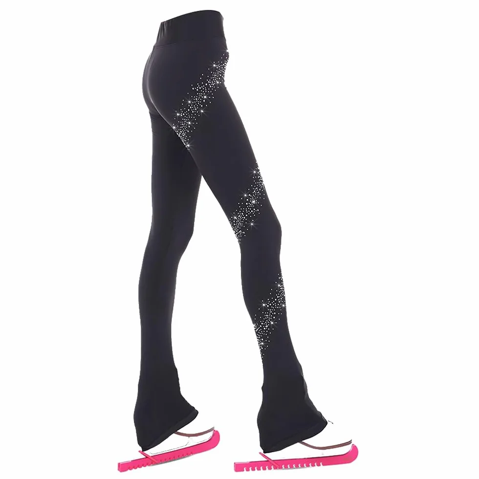 Pantalon Long d'entraînement Patinage Artistique Femmes Filles Collants Chauds Strass Leggings