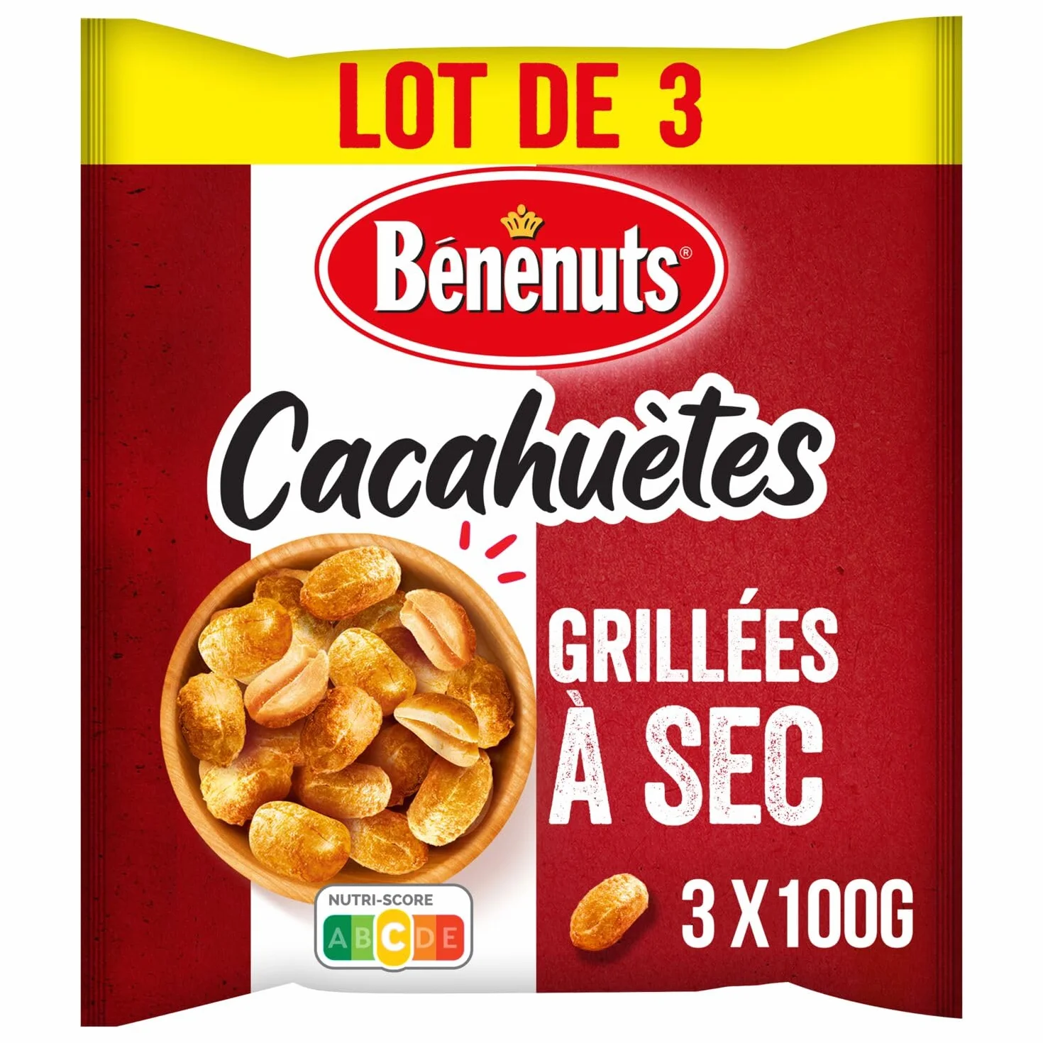 BENENUTS Cacahuètes Grillées à Sec 3x100g