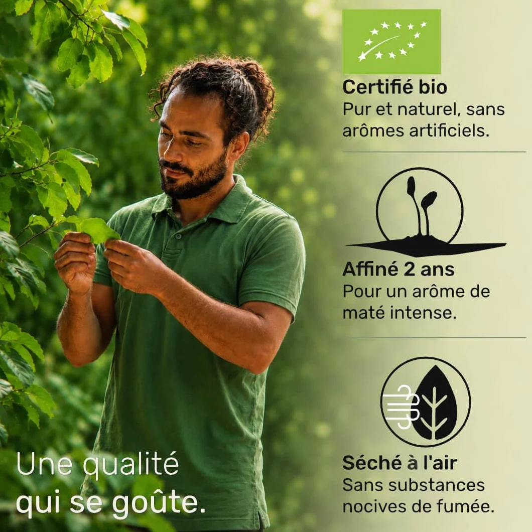 Yerba Maté Bio 1kg ● Feuilles Pures ● Maté Vert Non Fumé ● L’Original ● Sans Tiges ni Poudre ● Cultivé Traditionnellement