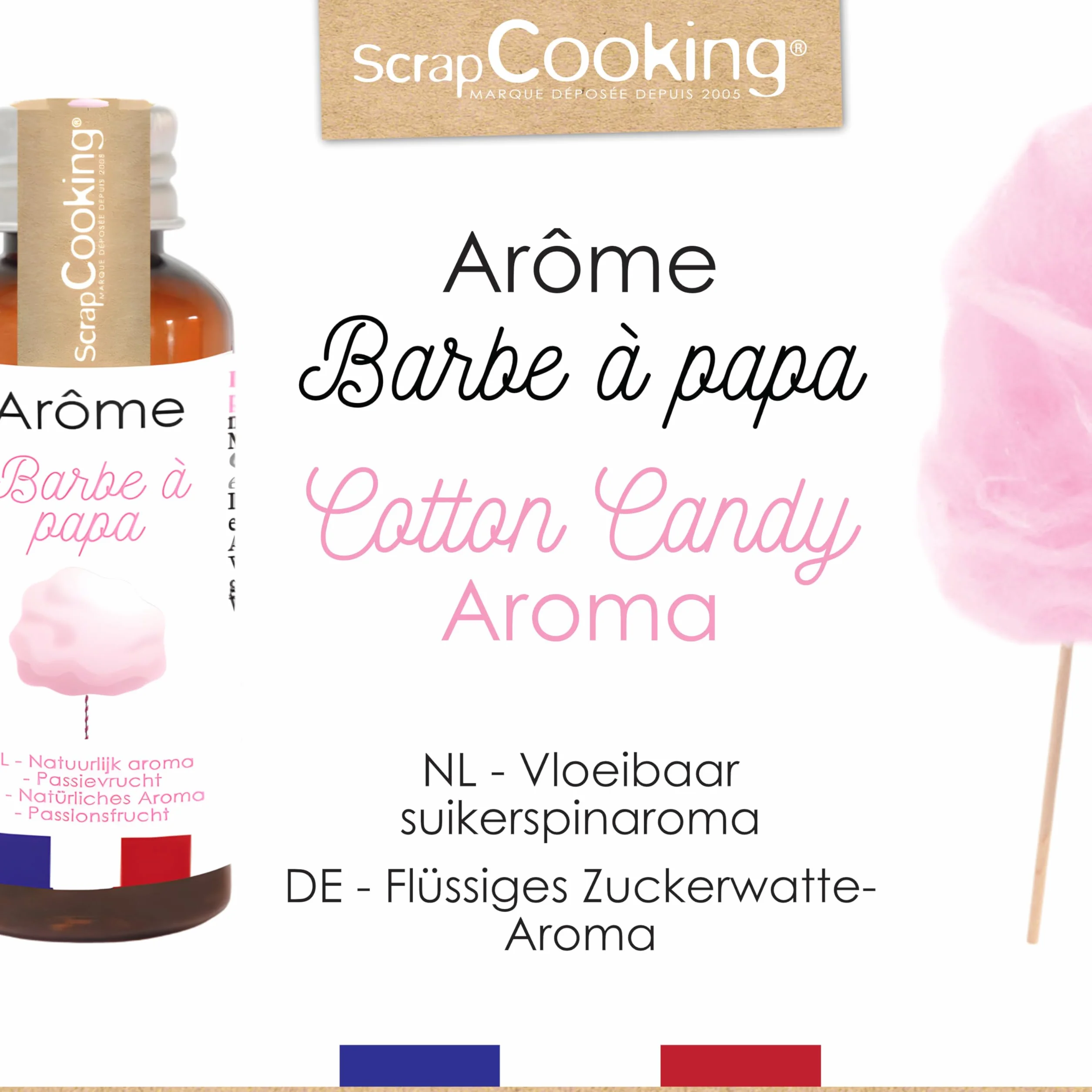 ScrapCooking - Arôme Liquide de Barbe à Papa 40 ml - Arôme Alimentaire pour Pâtisseries, Gâteaux, Biscuits, Cakes, Macarons, Glaces, Smoothies, Bonbons & Confiseries - 4386