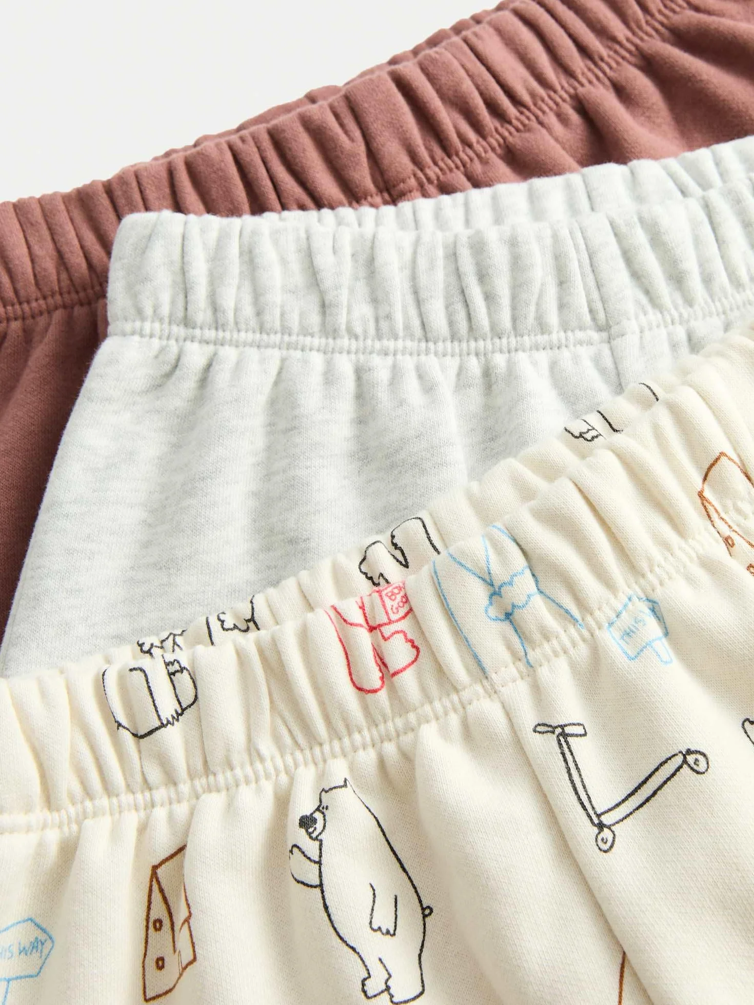 Marks & Spencer Lot de 3 Jogging Bébé Imprimé Ours Coton Mixte Garçon Fille
