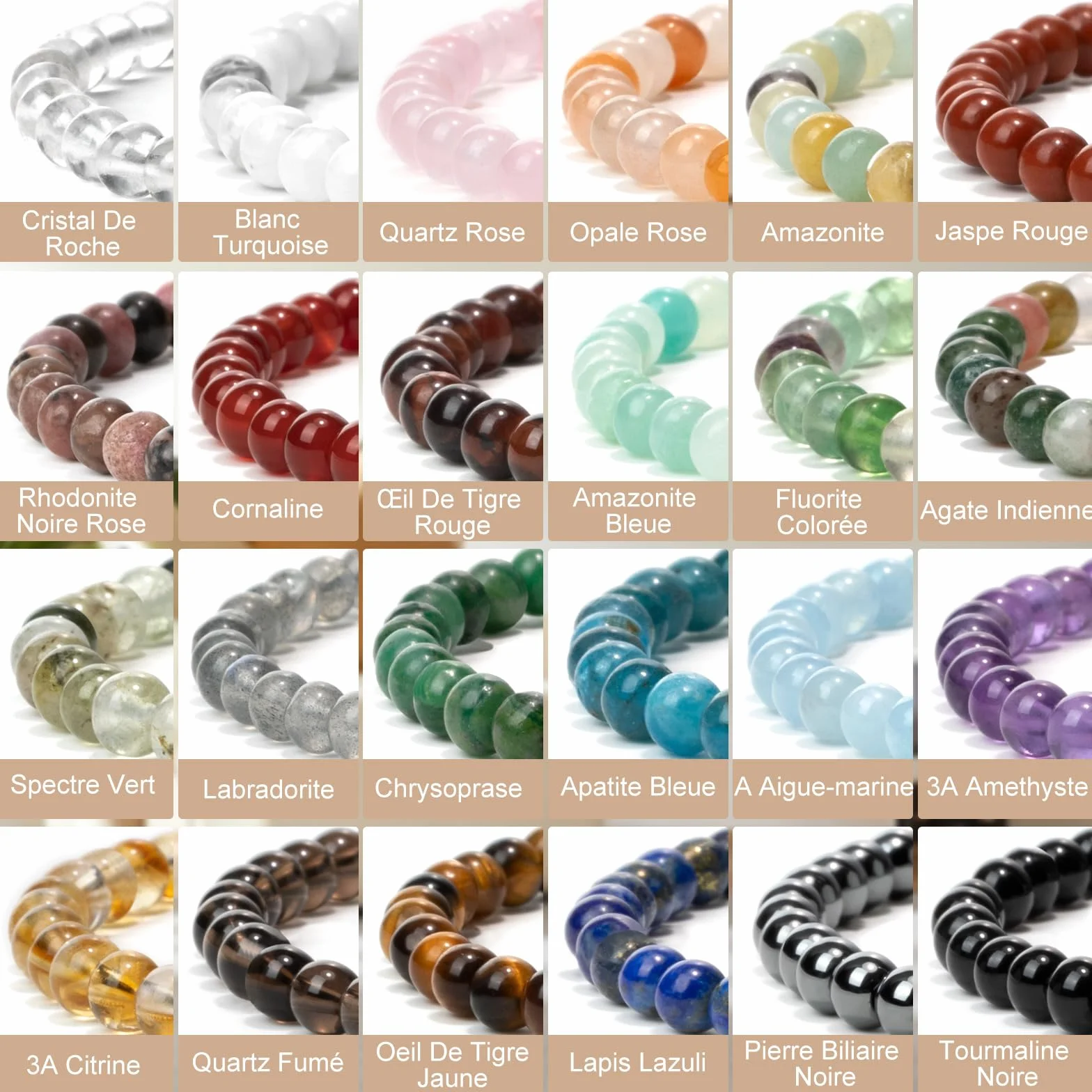 Bracelet 4mm Pierre Naturelle Élastique Homme Femme Yoga Porte Bonheur