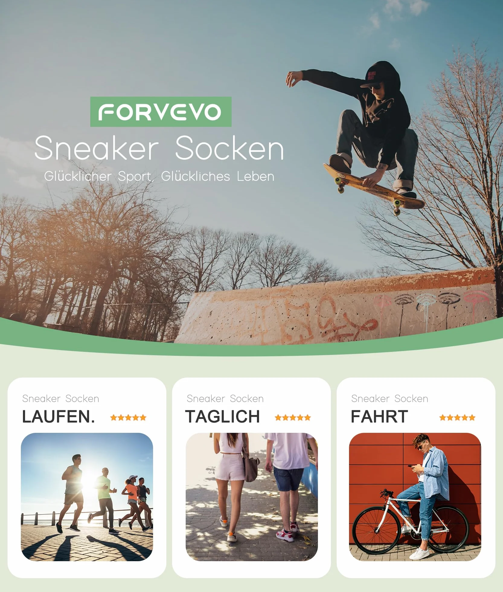 FORVEVO Chaussettes Homme Femme 10 Paires, Chaussettes de Sport en Coton Respirant Running