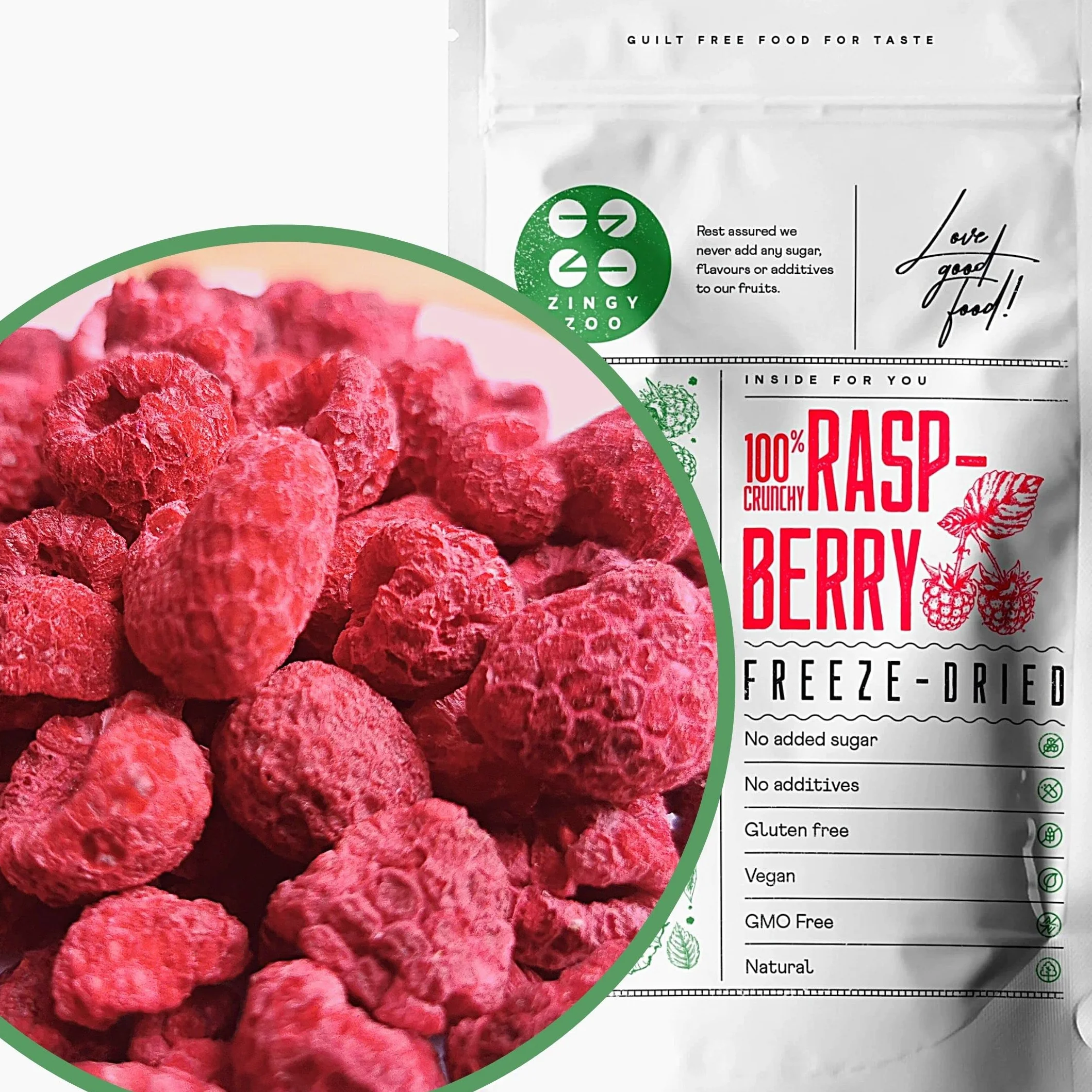 Framboise Lyophilisée | Naturel Framboises Séchées | Fruits Seches Lyophilisateur | Fruits Secs Fruits Frais Lyophilisés | Freeze Dried Raspberry | Gefriergetrocknete Himbeeren | ZingyZoo (90g)