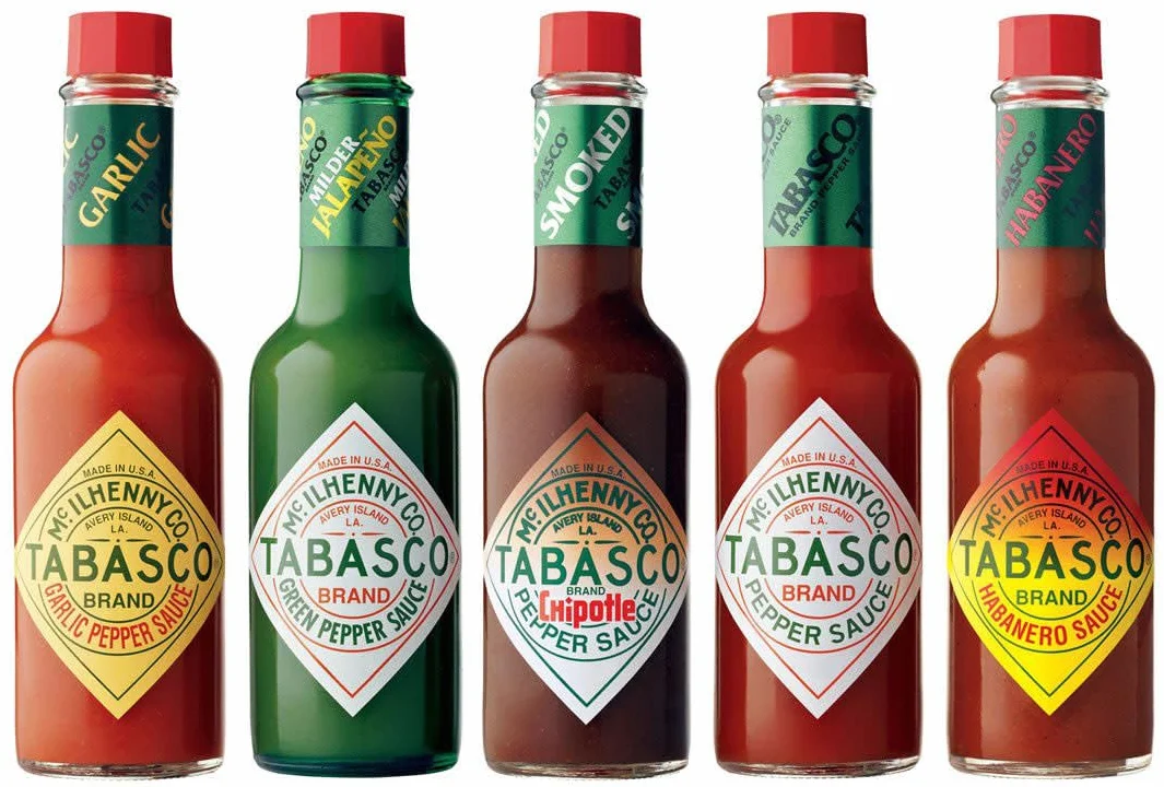 Sauce au piment Tabasco 60 ml - Lot de 5 saveurs | Rouge | Verte | Habanero | Chipotle | Ail