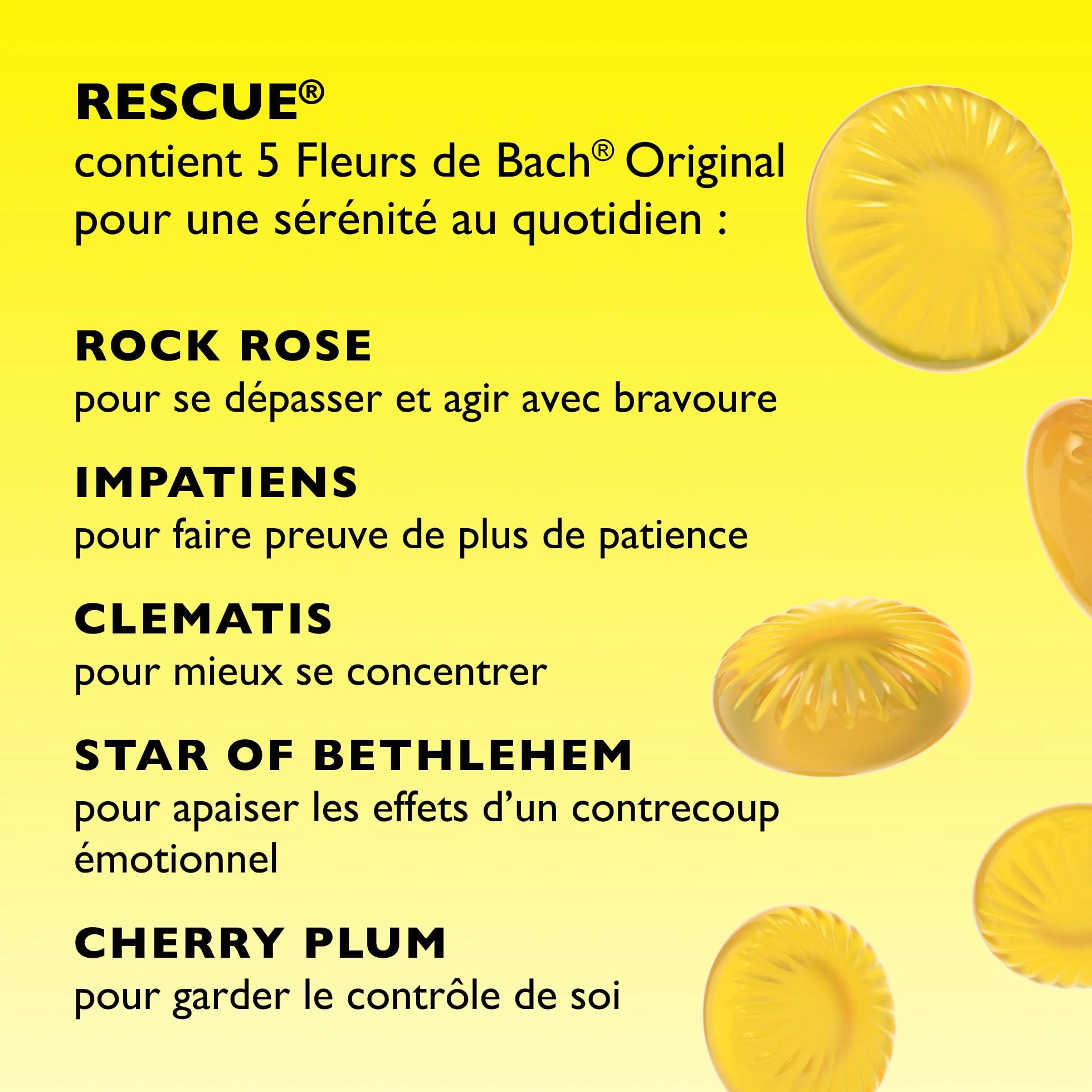 RESCUE Pastilles goût Pomme Menthe 5 Fleurs de Bach Original 50g Bien-être émotionnel