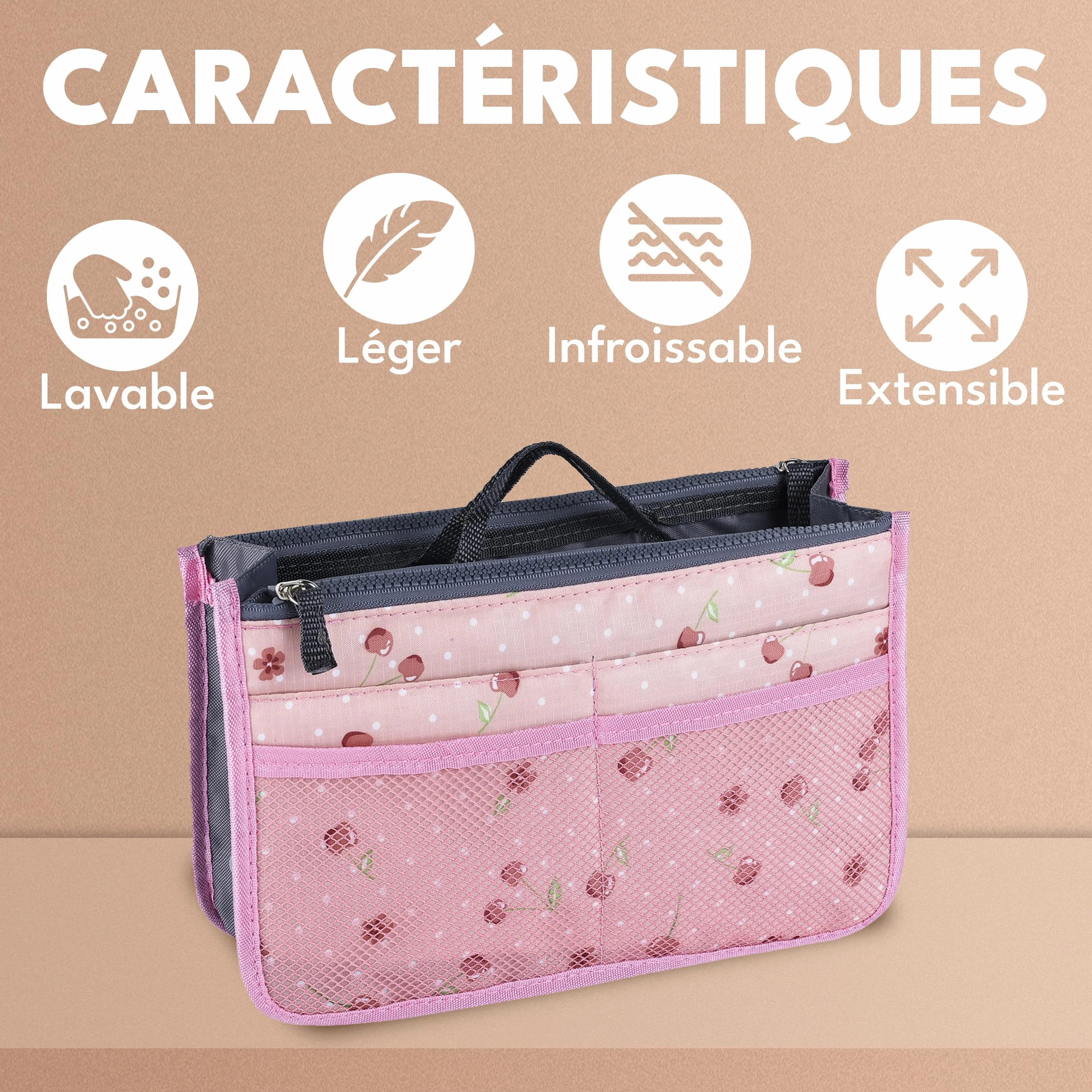 Organisateur De Sac De Voyage à Compartiments Multiples pour Cosmétiques 28,5 x 18,5 x 10cm