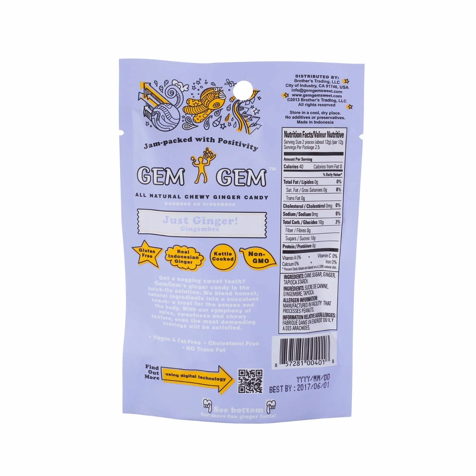 Gem Gem Ginger Candy Chewy Ginger Chewy Ginger Chews (original, 140 g (lot de 1))