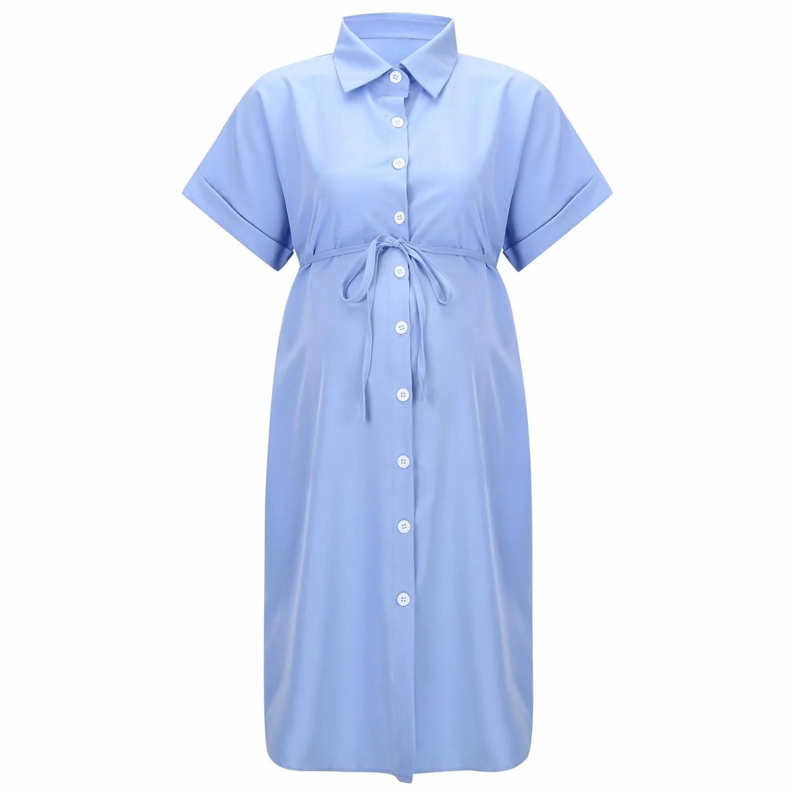 Robe Chemise Femme Maternité Mini Robe Grossesse Ete Manche Courte Grande Taille Ample Enceinte Chic