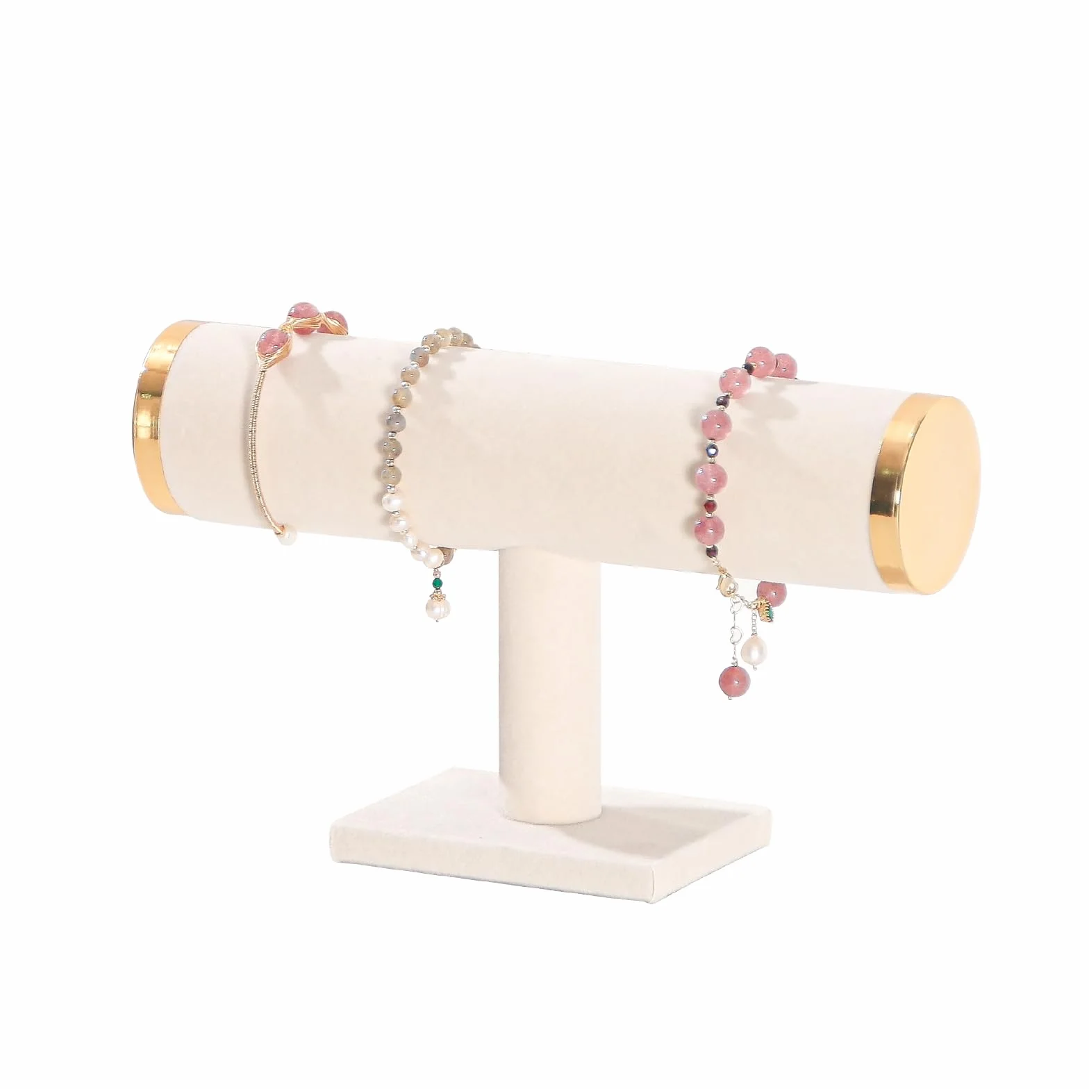 Porte-bracelet T-Bar présentoir à bijoux pour montres beige
