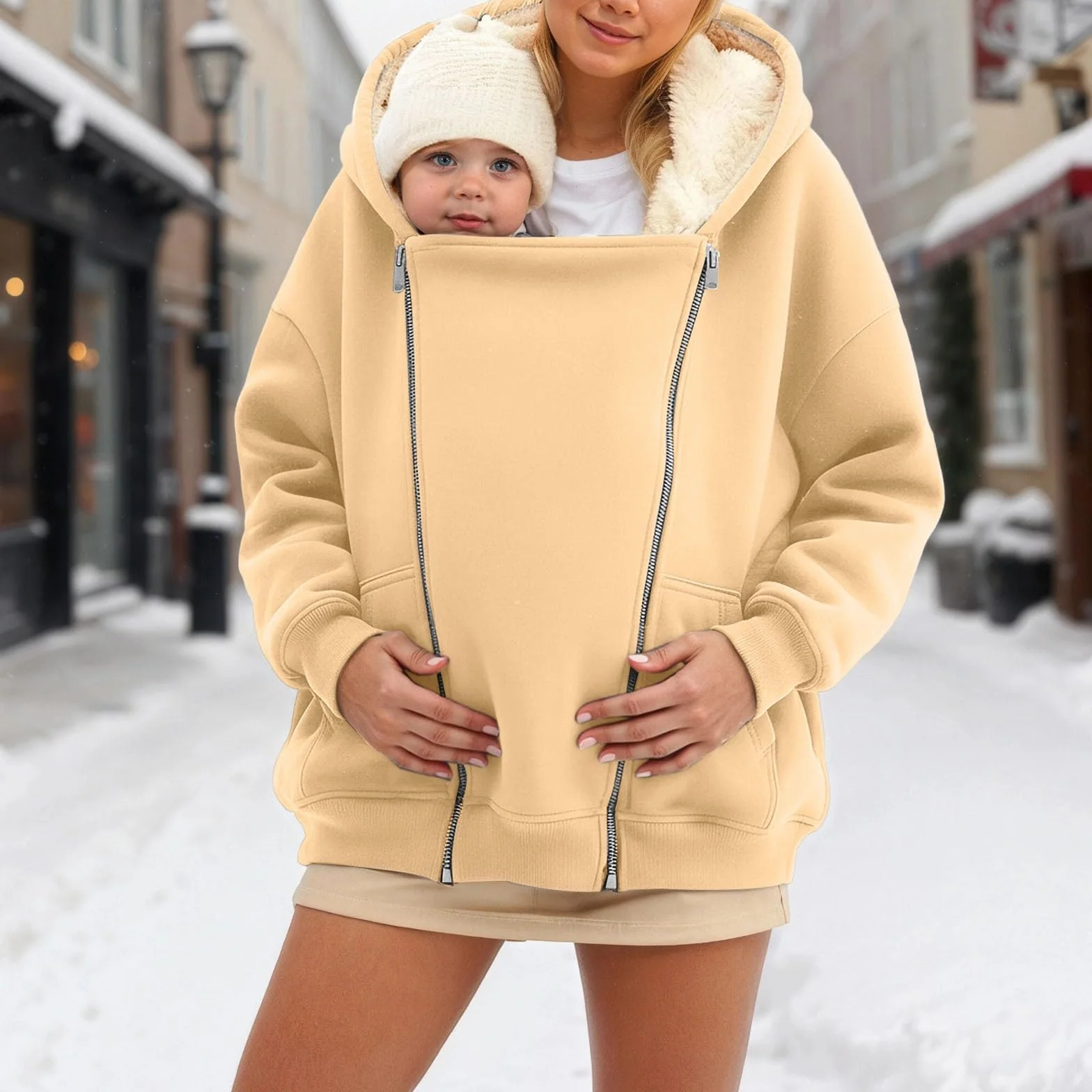 Hanraz Veste de maternité d'hiver 2 en 1 avec empiècement bébé - Manteau de grossesse grande taille