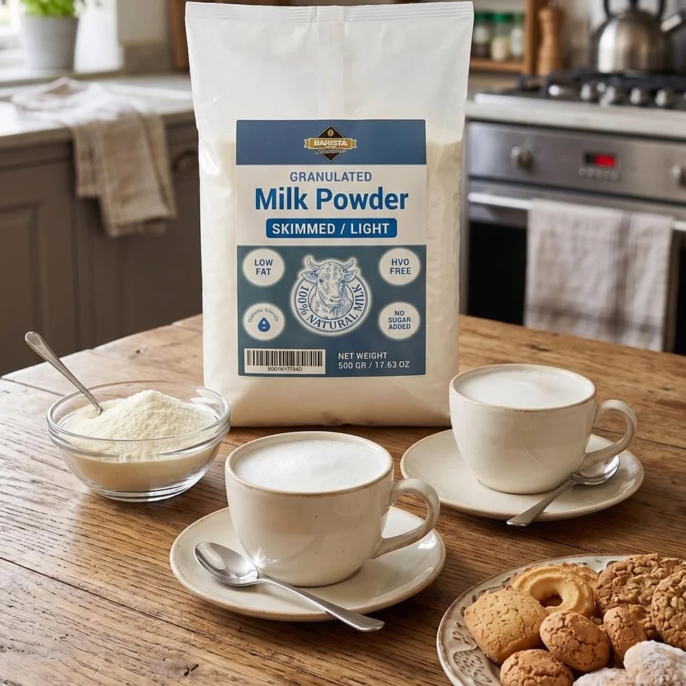 Barista Italiano - Lait en Poudre Écrémé 1Kg (500g x 2) Faible Teneur en Gras | Sans Sucre Ajouté