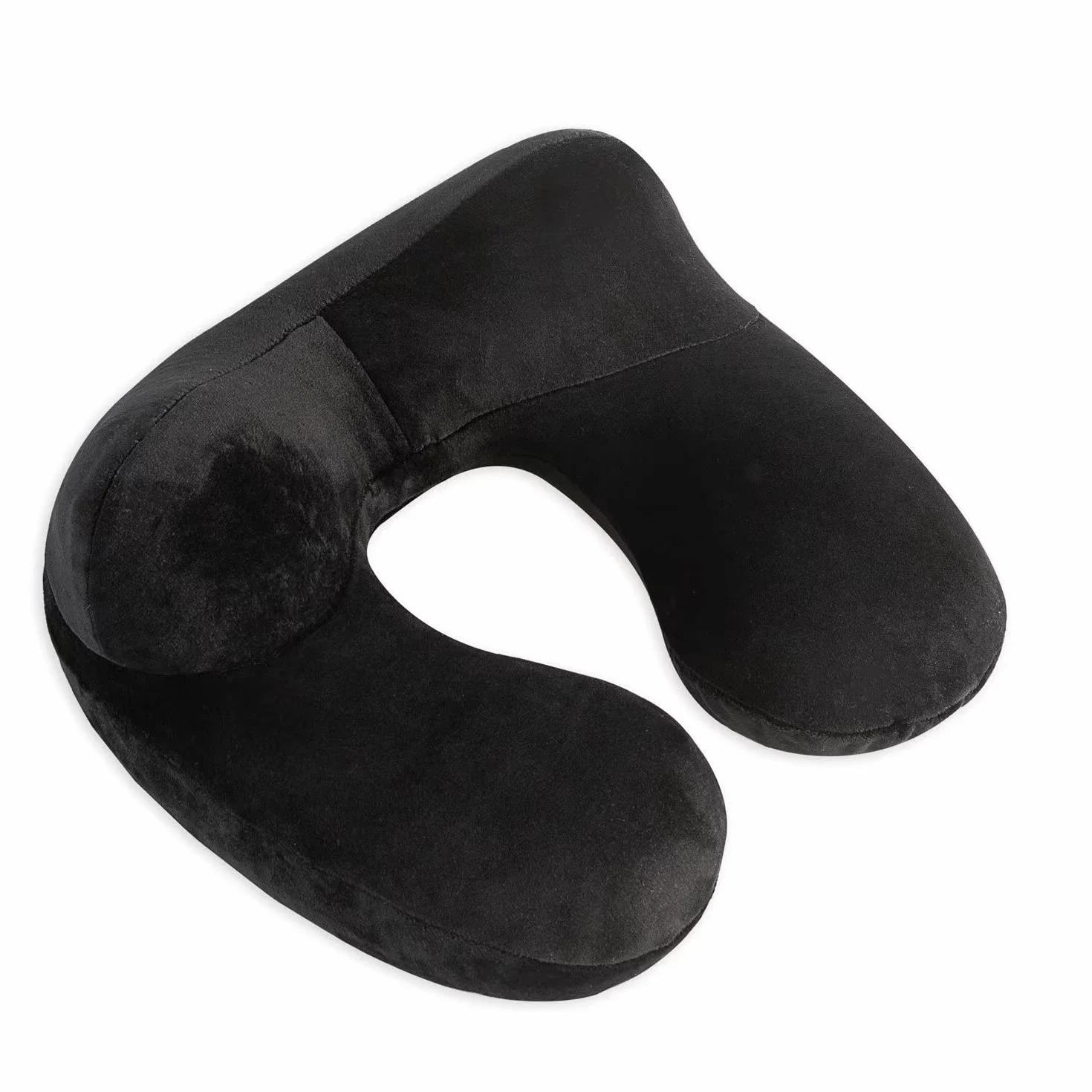 Oreiller de voyage gonflable coussin soutien cou avec housse velours doux lavable sac transport compact