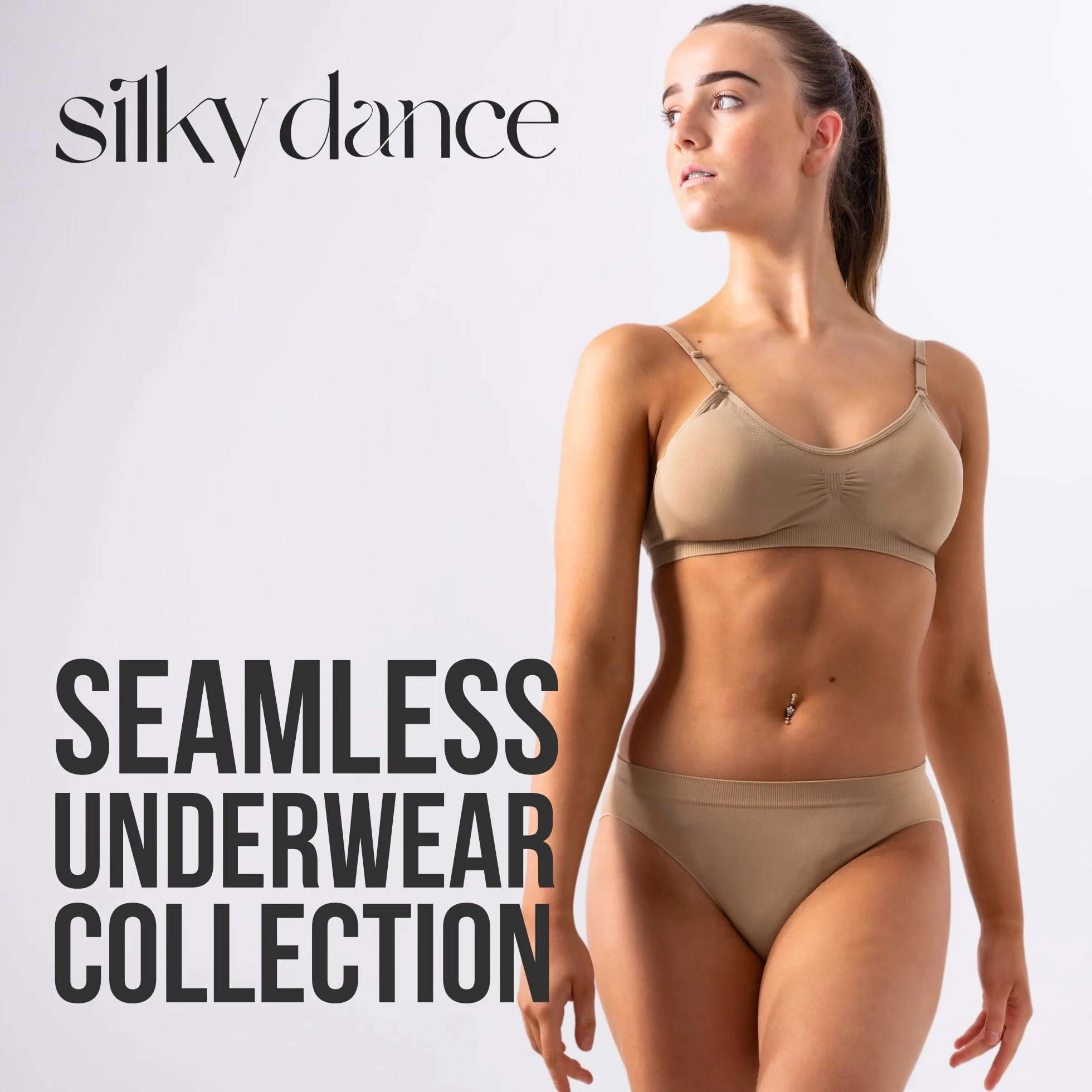 Silky Dance Soutien-gorge dos nu sans couture rembourrage amovible danse sport femmes 2 bretelles transparentes 2 bretelles épaule nude