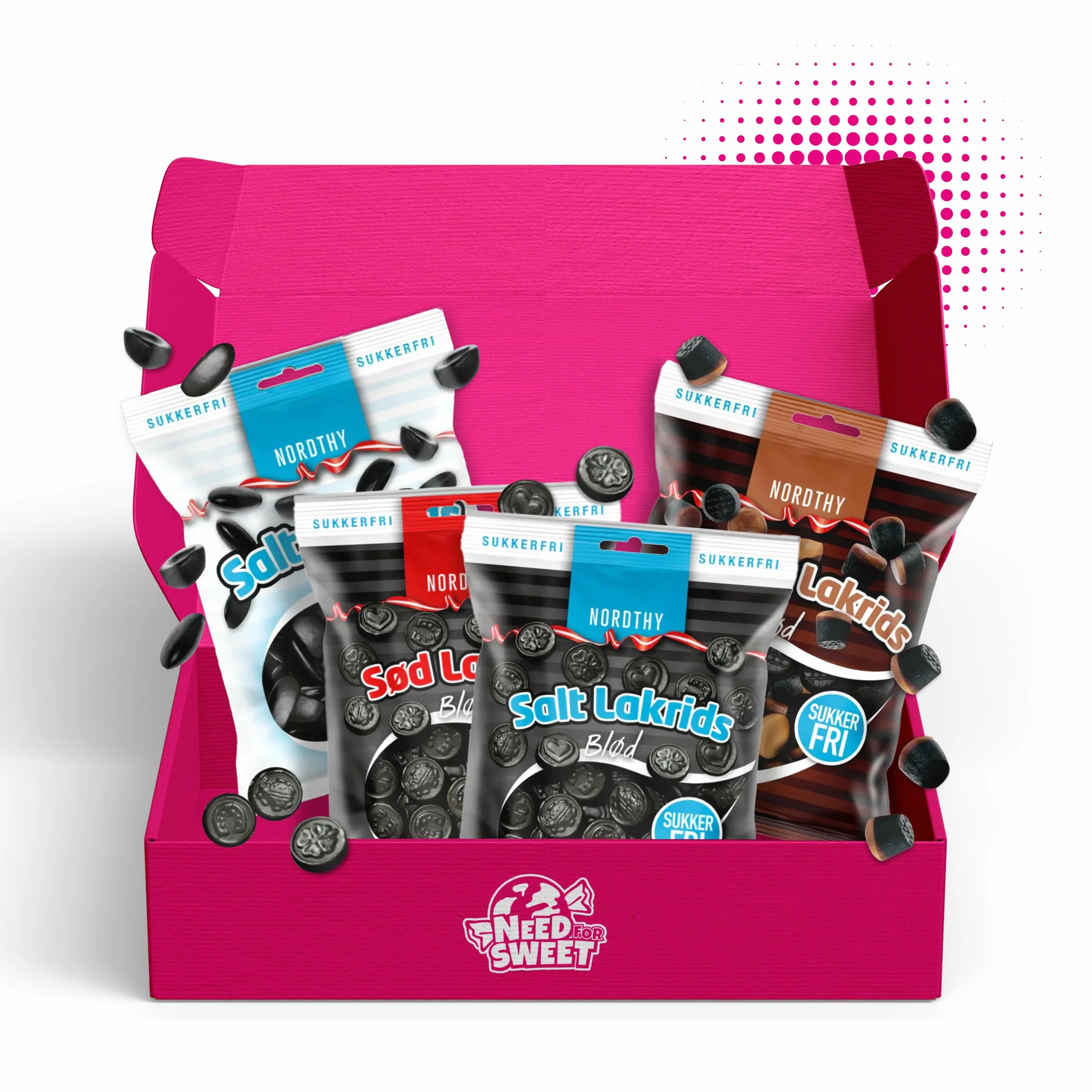 Nordthy Mélange de réglisse sans sucre 280g – Bonbons danois originaux sans sucre – Réglisse douce/salée/salmiak/pastilles de salmiak à faible teneur en calories