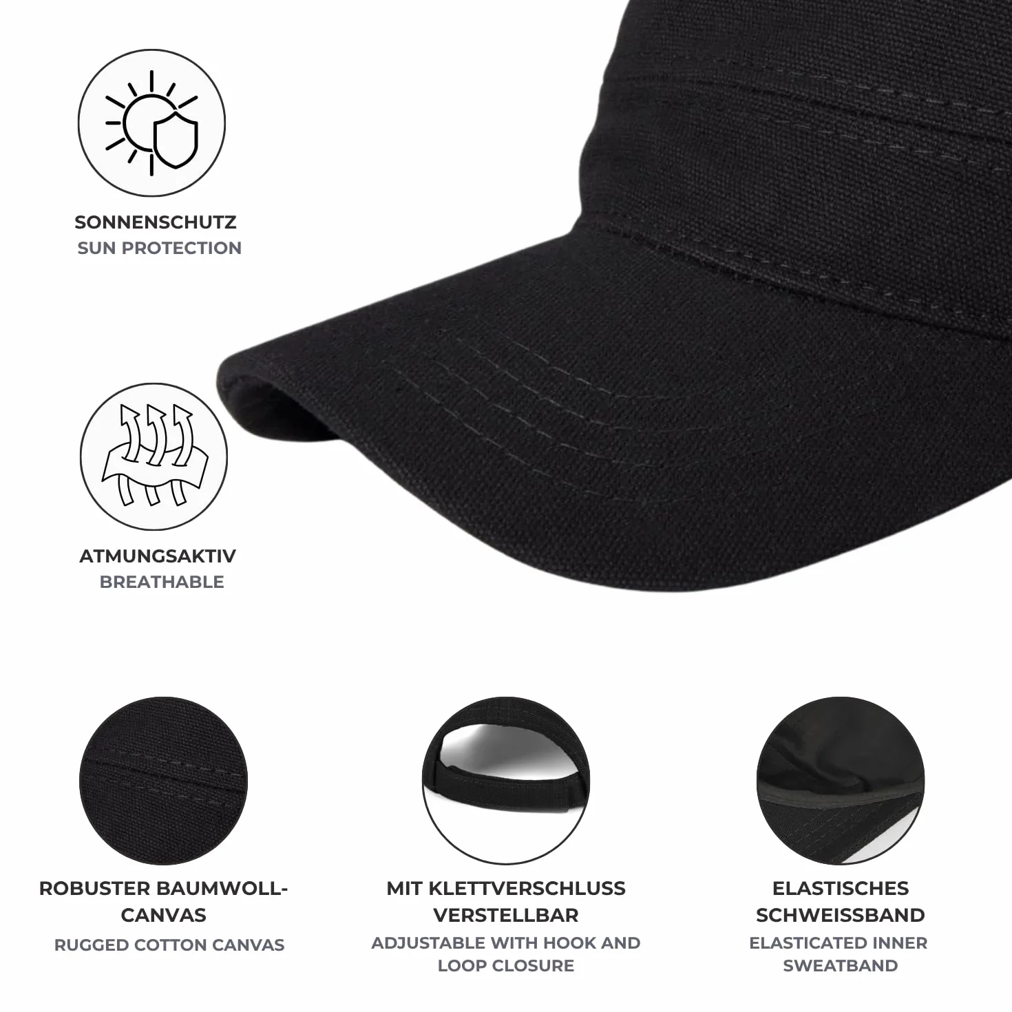 styleBREAKER Casquette Militaire Unisexe en Coton Canvas, Chapeau à visière incurvée Ajustable