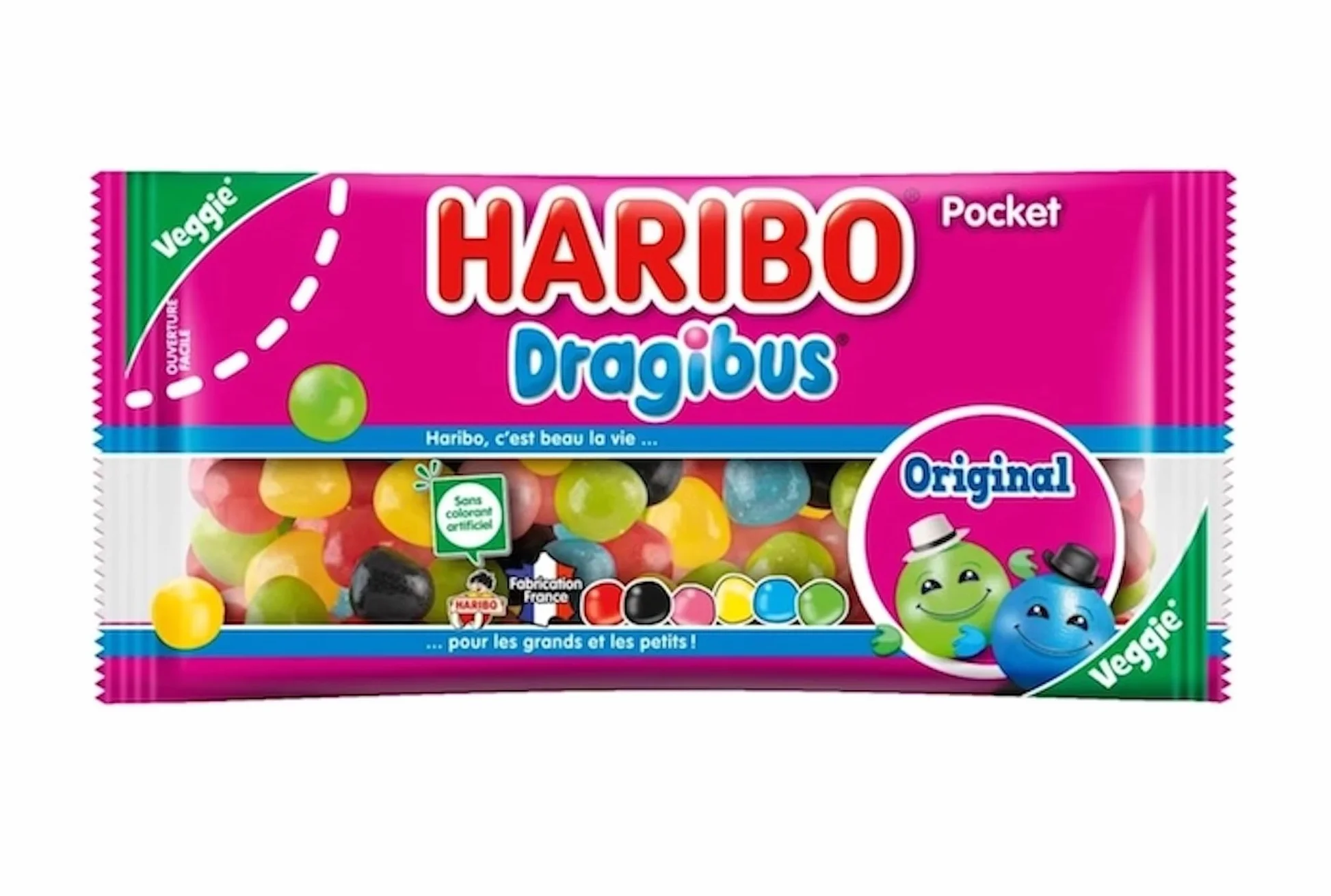 HARIBO - Dragibus Pocket - Bonbons Sans Colorants Artificiels & Sans Gélatine - 24 Mini Sachets De 50 g