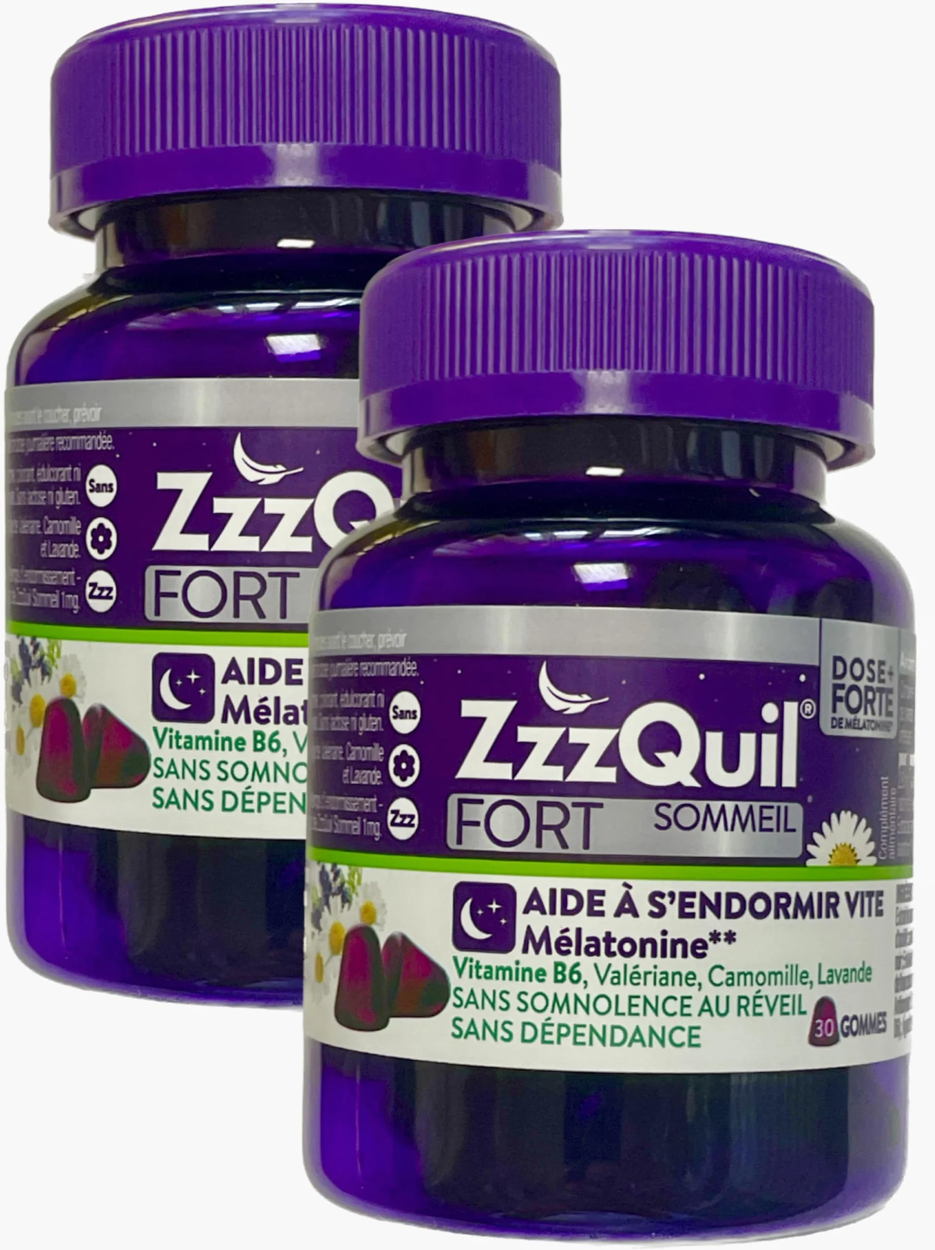 ZzzQuil FORT Sommeil 30 gommes - MELATONINE 1.7mg - Lot de 2 Boites
