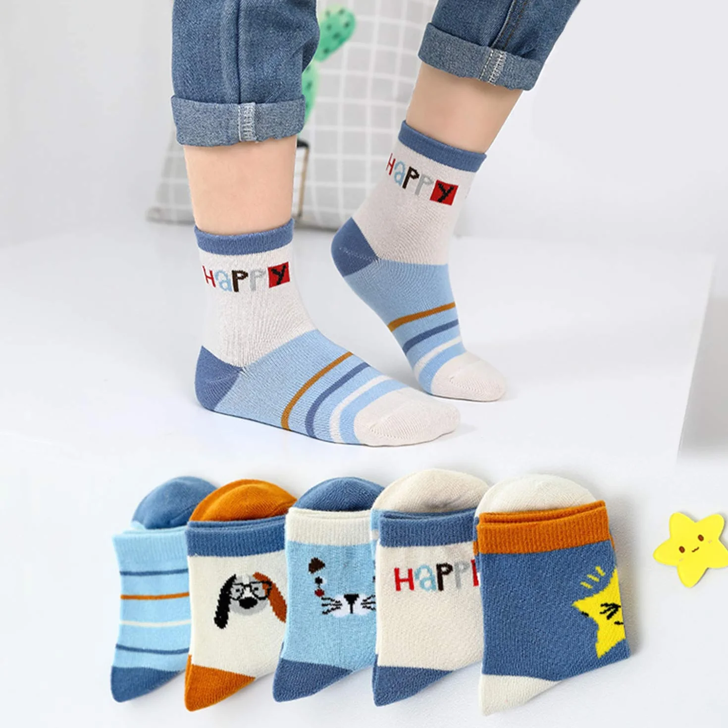 Chaussettes Bébé Coton 10 Paires Enfant Garçons Filles Dessin Animé Printemps Automne Hiver