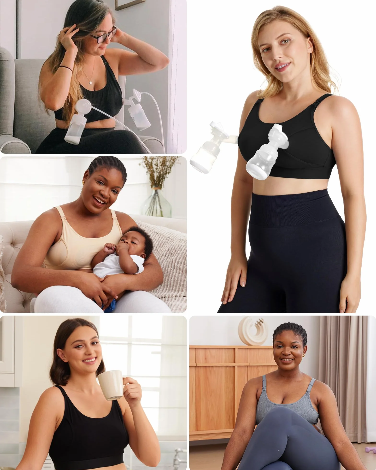 Momcozy Soutien Gorge Allaitement Mains Libres, Brassière Allaitement Réglable 2 en 1 pour Tire-Lait