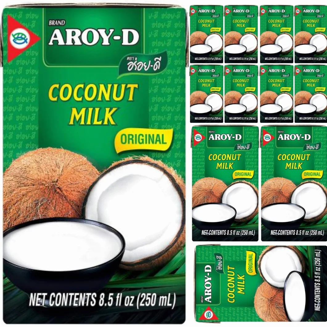 AROY-D Lait de noix de coco Lait de noix de coco 250 mililitres x 12 pièces avec épicerie pufai