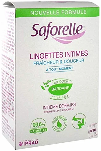 Saforelle : LINGETTES INTIMES INDIVIDUELLES (2 Boîtes de 10 lingettes en sachets individuels)(2)