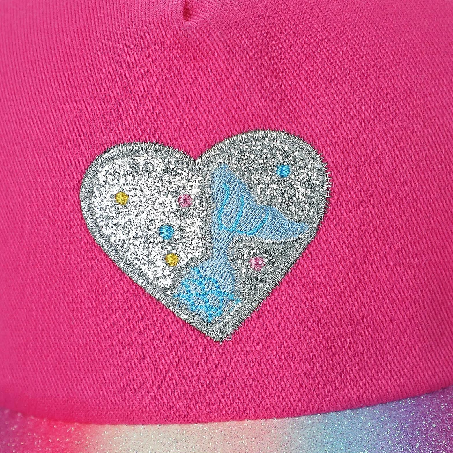 Casquette de baseball pour fille paillettes queue de cheval motif cœur réglable été 2-6 ans