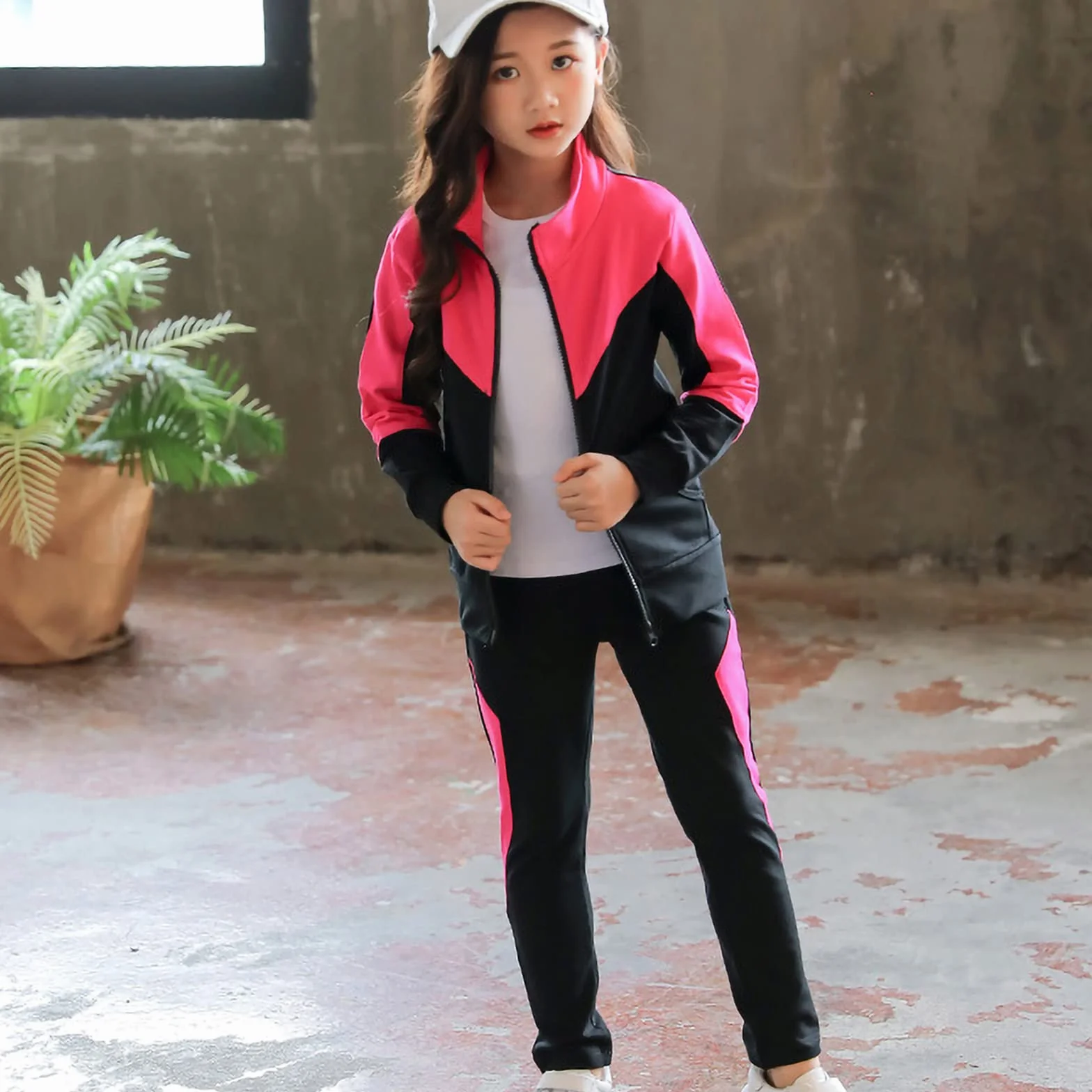 amropi Survêtement Filles Veste et Jogging Pantalon Tenue Sport 3-10 Ans