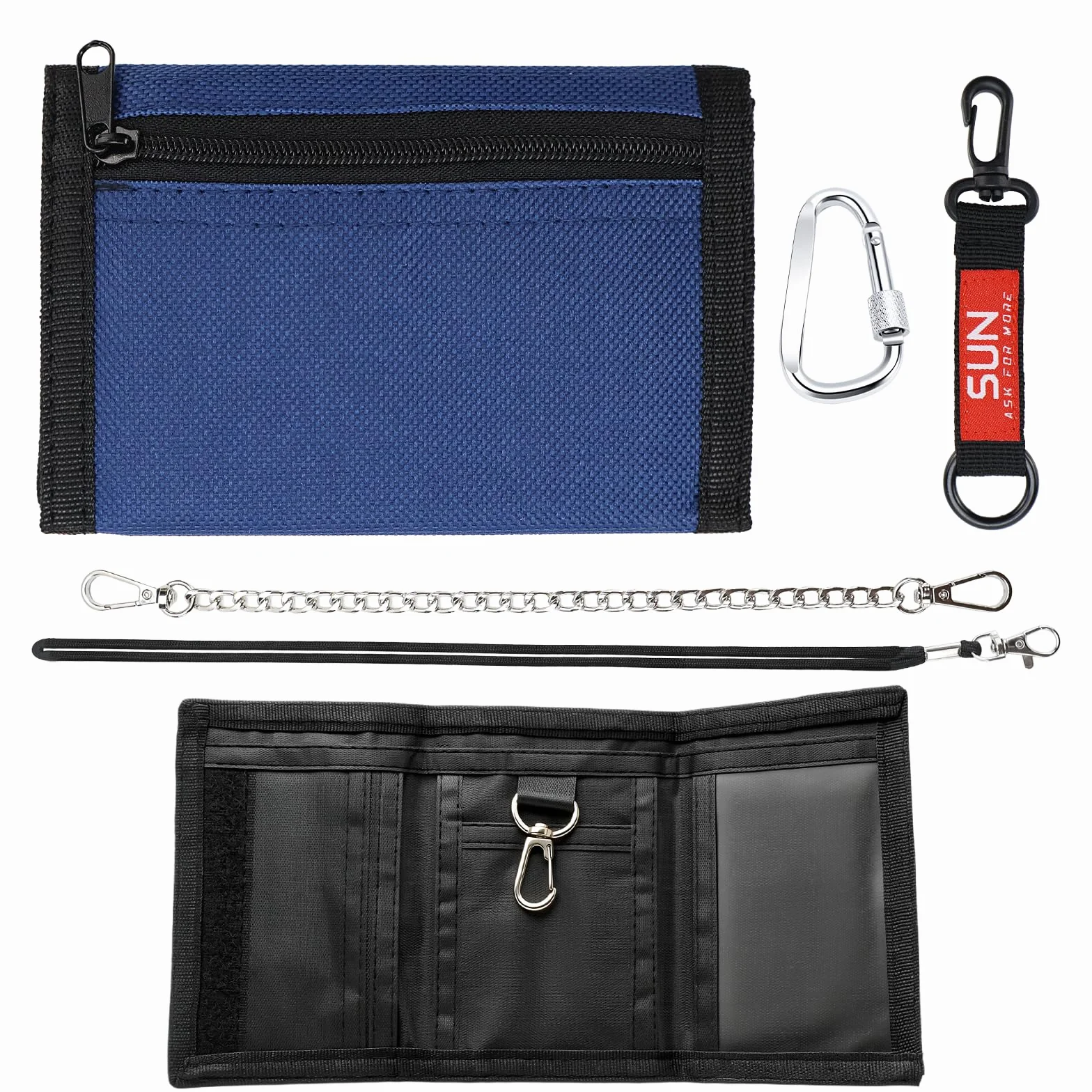 BANTI Portefeuille Fin RFID Porte-Monnaie à Trois Volets Zippé pour Ado Garçons Filles (Bleu)