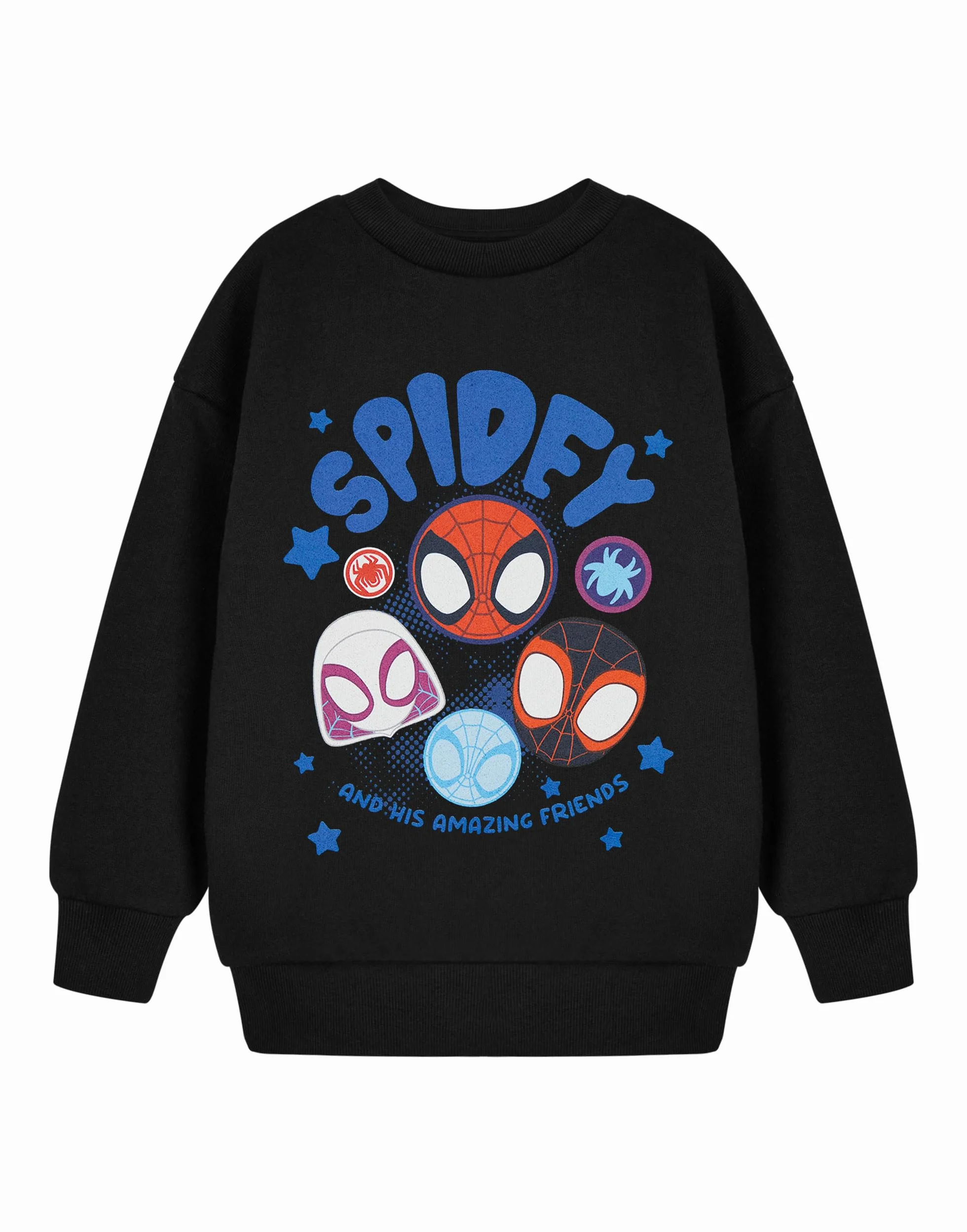 Marvel Spiderman Spidey et Ses Incroyables Amis Sweat-Shirt Noir pour garçons Pull Enfant Super-héros