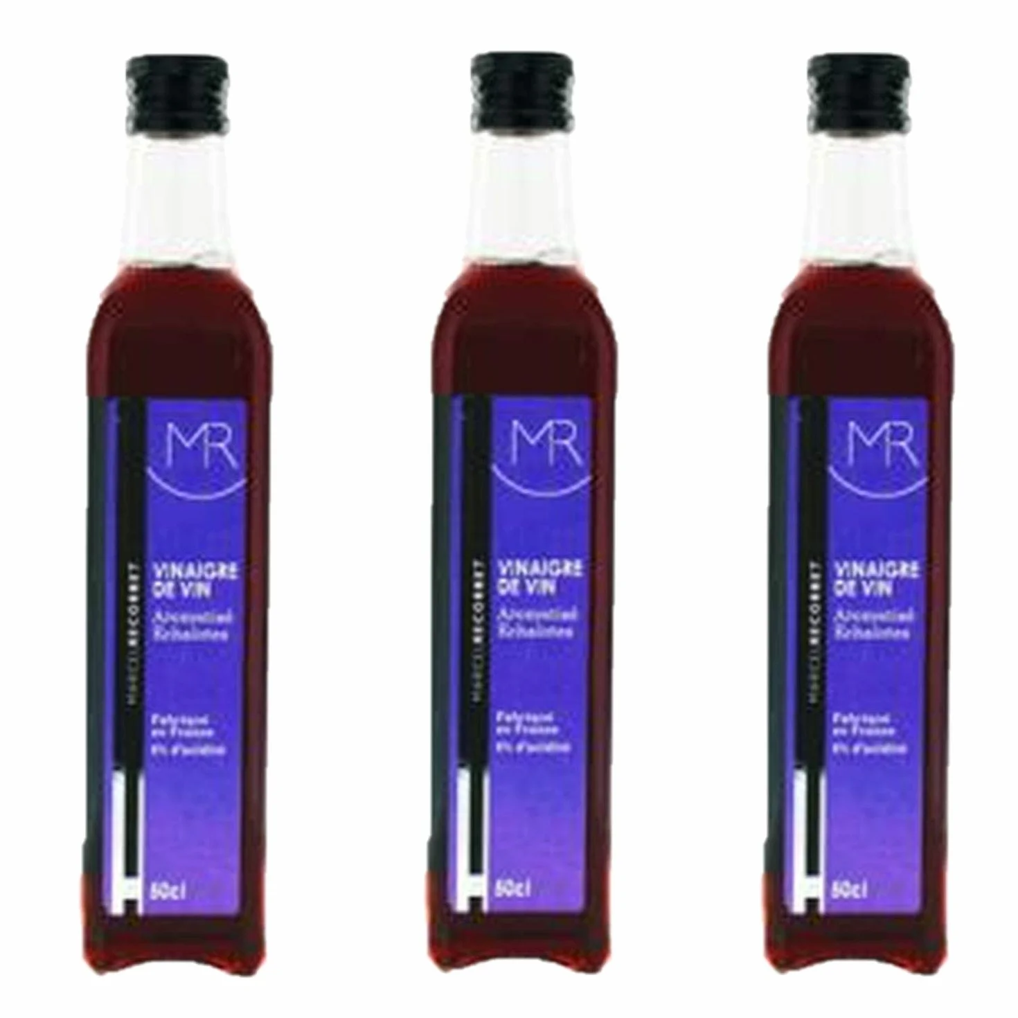 Lot 3x Vinaigre de vin rouge échalote - Marcel Recorbet - bouteille 500ml