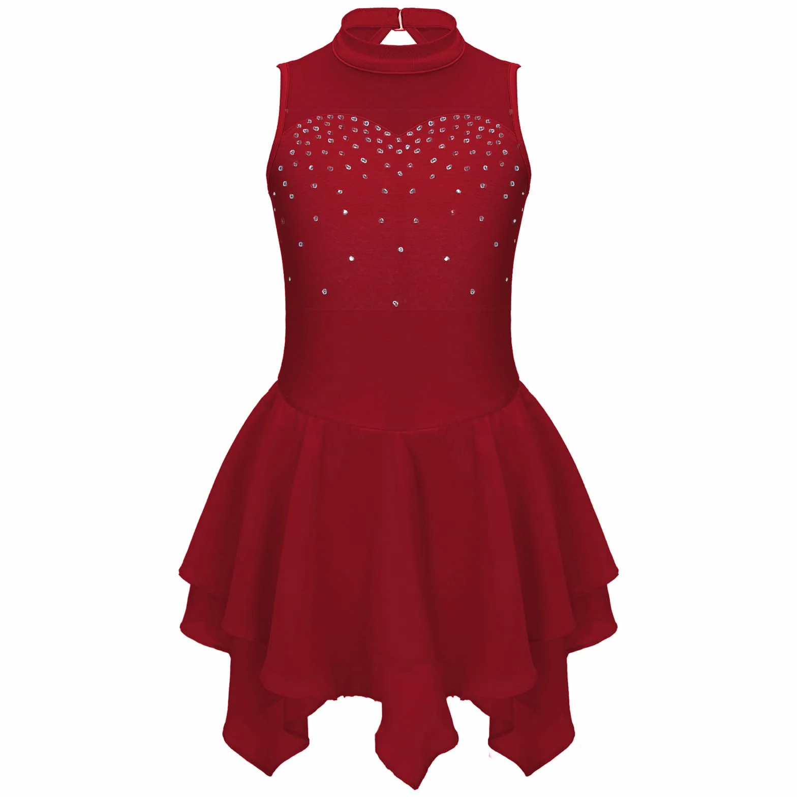 Robe de Patinage Artistique Strass Justaucorps Gymnastique Danse Leotard Ballet Costume Fille 4-16 Ans