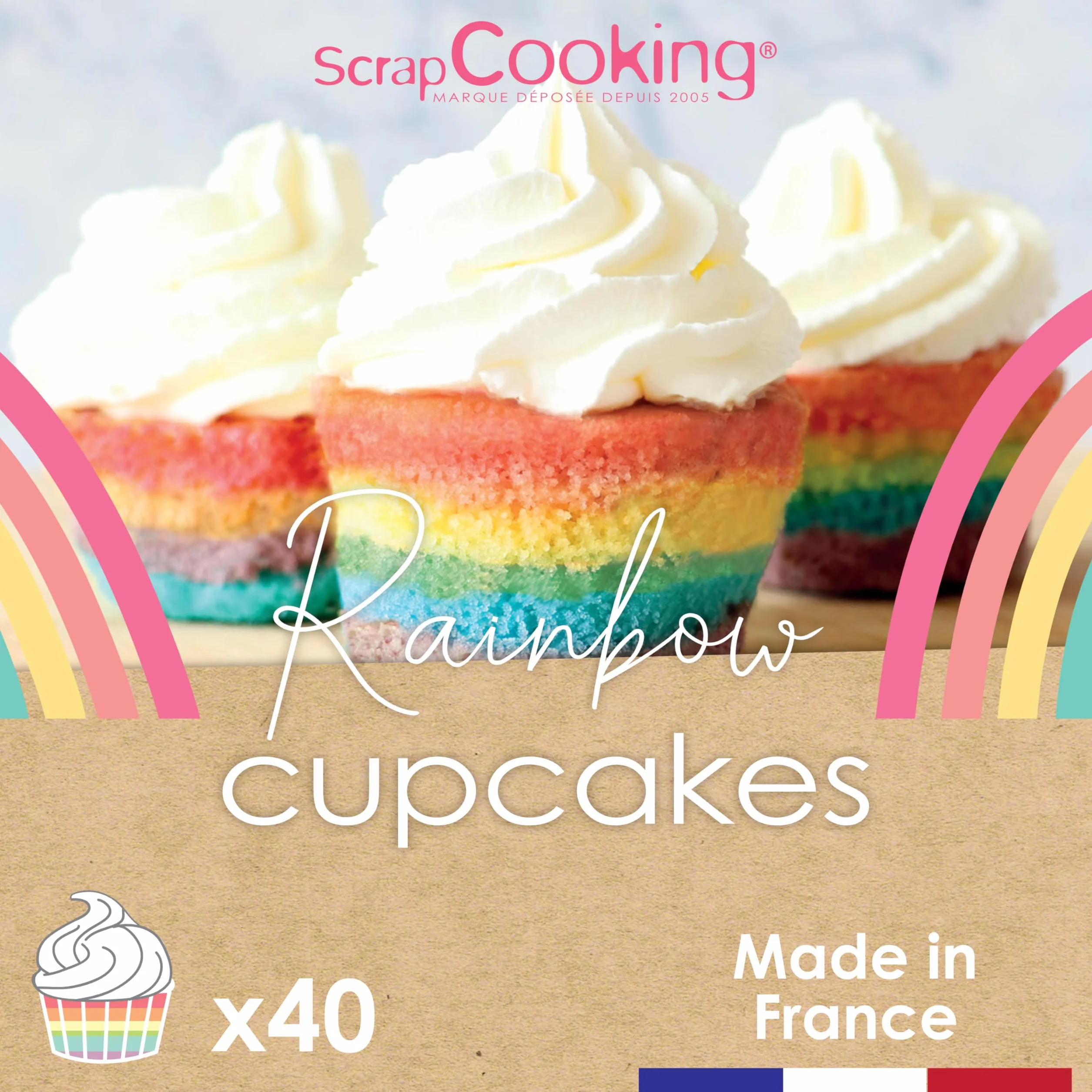 ScrapCooking - Kit Rainbow Cupcakes - Pour Créer des Cupcakes Arc-en-Ciel - Kit Pâtisserie Décoration Gâteau - Avec Colorants Alimentaires, Caissettes & Recette - 3787