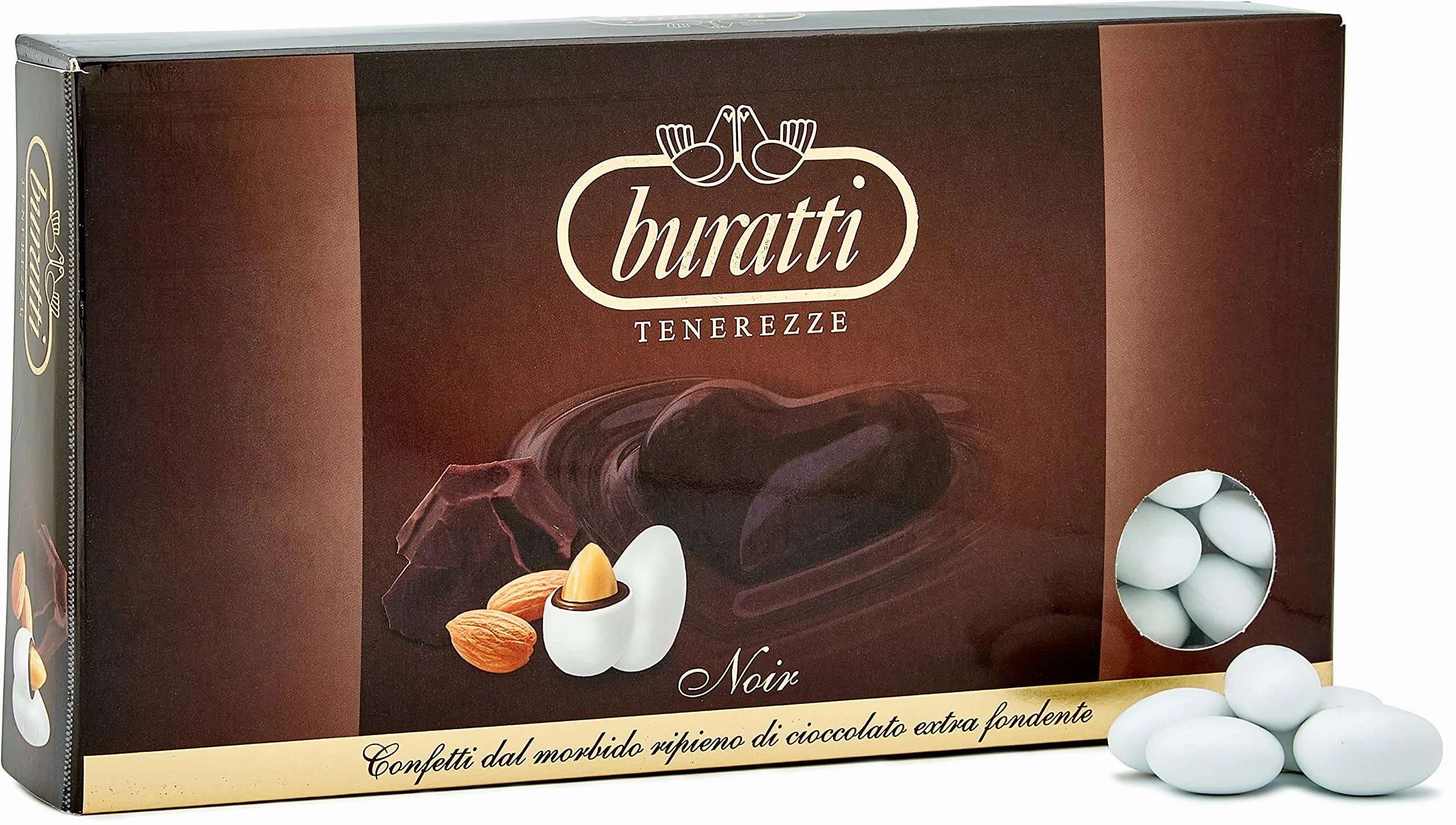 Buratti Confetti Dragées Cœur au Chocolat Extra Fondant Tendresses Noir 1 Kg