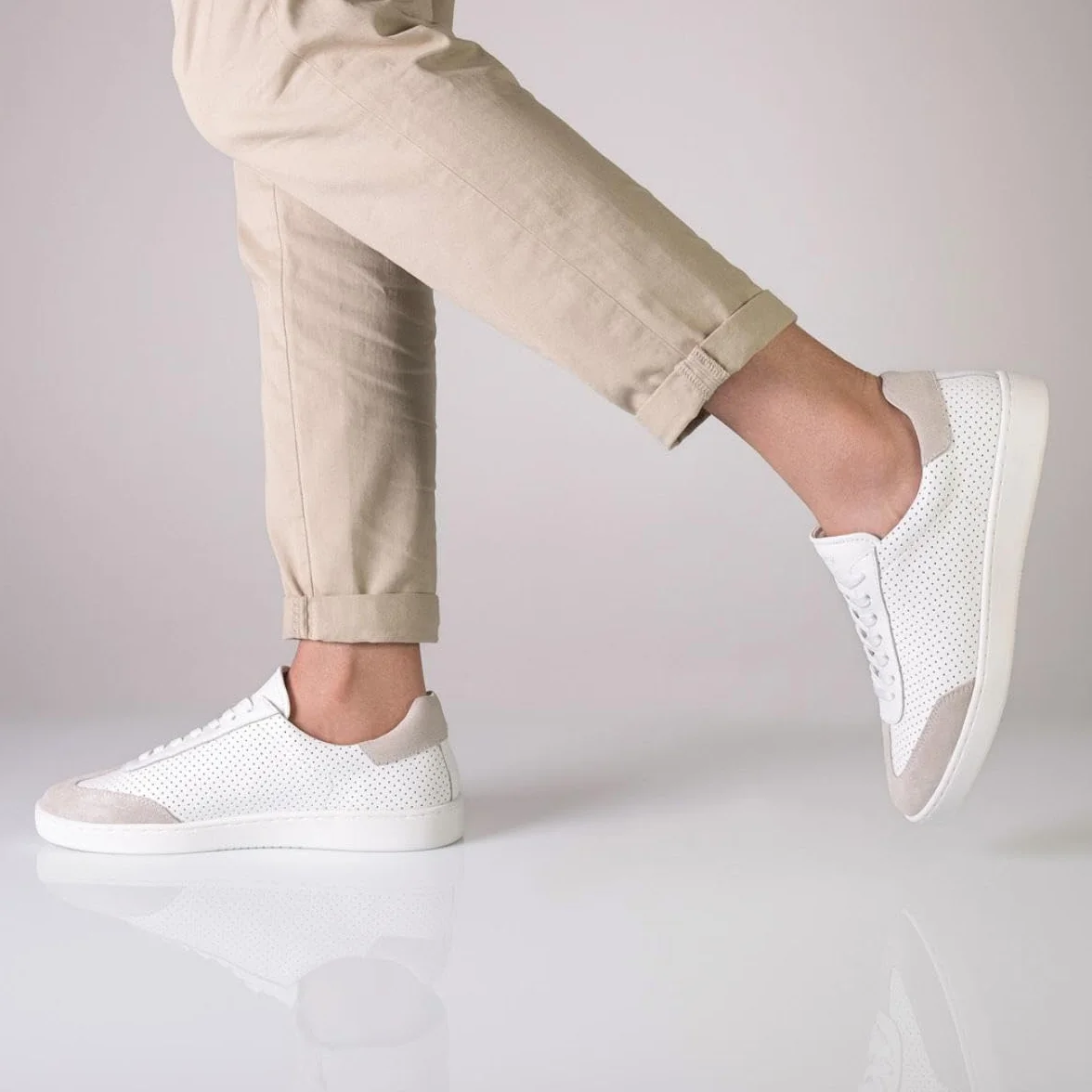 Anna Kern Suny 7420 Baskets de danse en cuir blanc pour homme Semelle en polyuréthane amovible