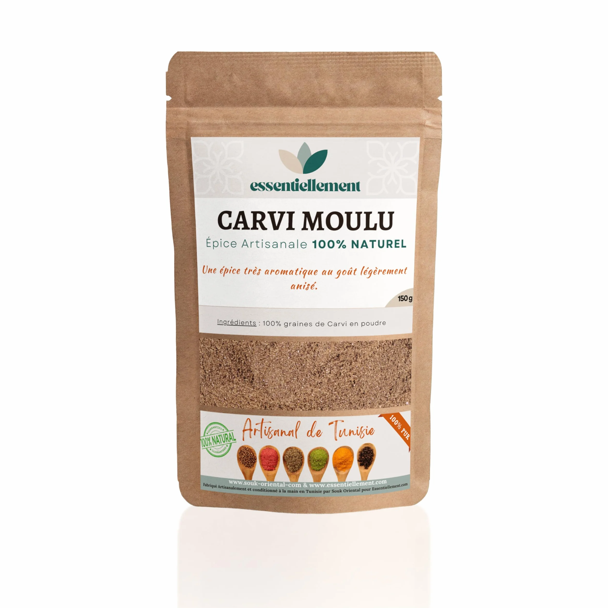 Carvi moulu - 100% Naturel et pur - en Poudre - préparation Artisanale de Tunisie - Haute qualité - 150gr - Sans Additifs, Sans Arôme Artificiel, Sans Conservateur