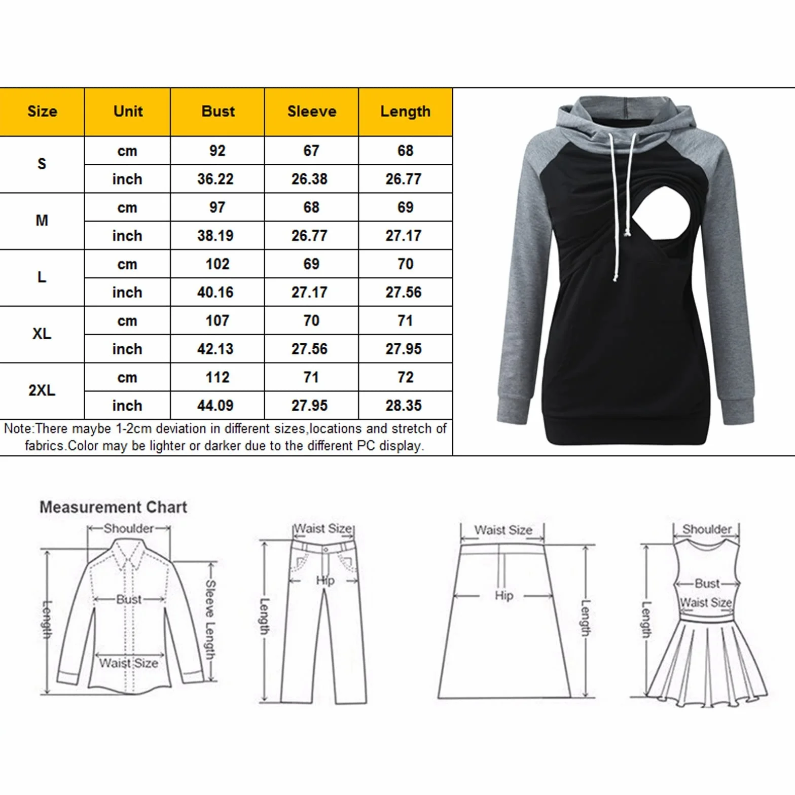 Sweat à capuche d'allaitement pour femme manches longues col en V pull d'hiver