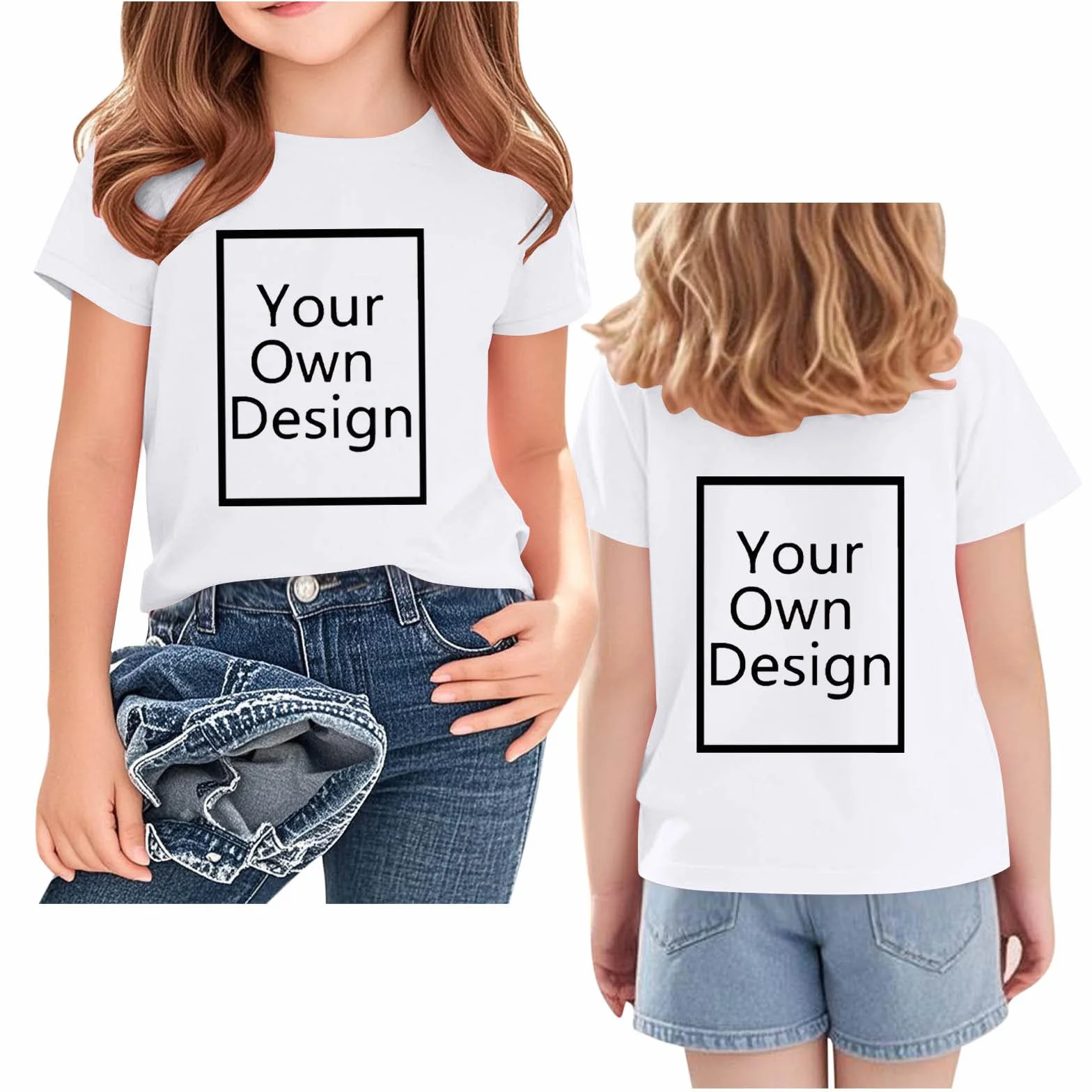 T-Shirt Personnalisable Enfant Garçons Filles - T-Shirt Personnalisé Recto/Verso avec Texte Image Logo Manches Courtes