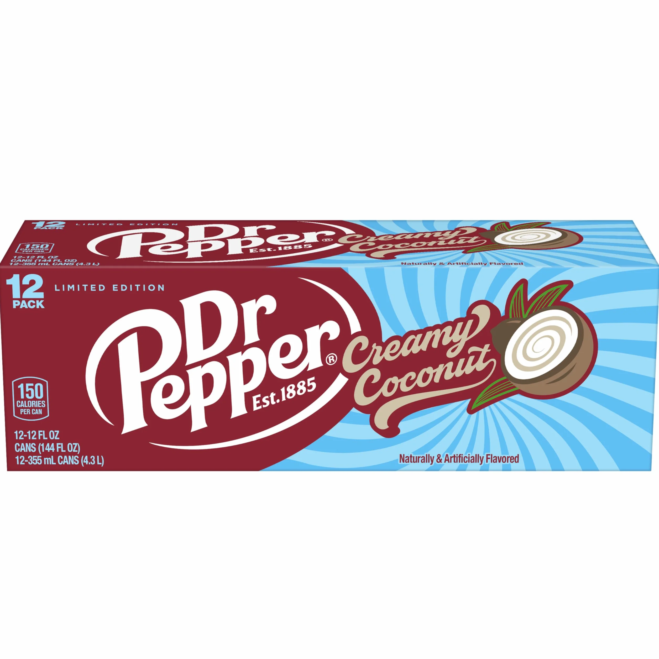 Dr Pepper Soda crémeux à la noix de coco, canettes de 355 ml, paquet de 12