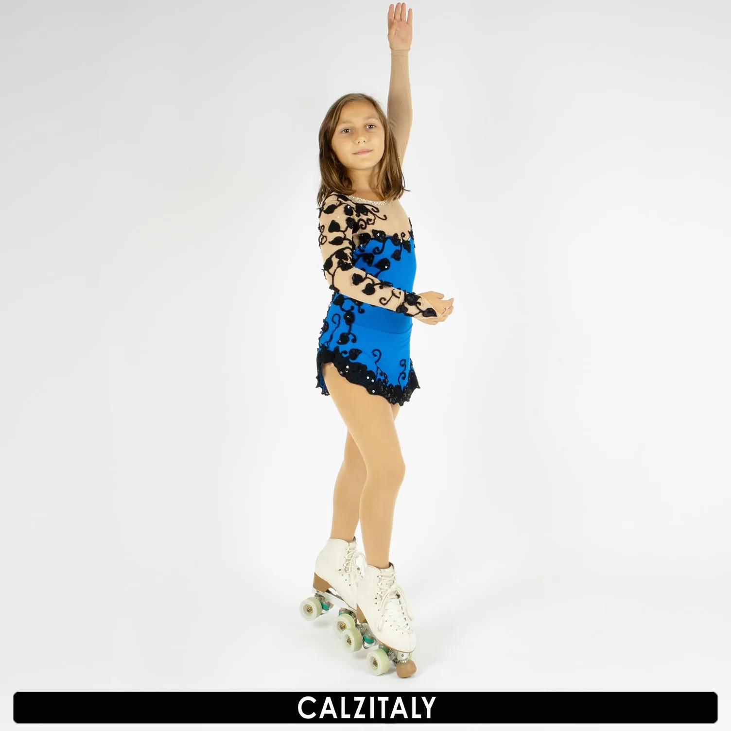 CALZITALY Collants de Patinage Fille 80 DEN Opaques Artistique Roller Glace Fabriqué en Italie