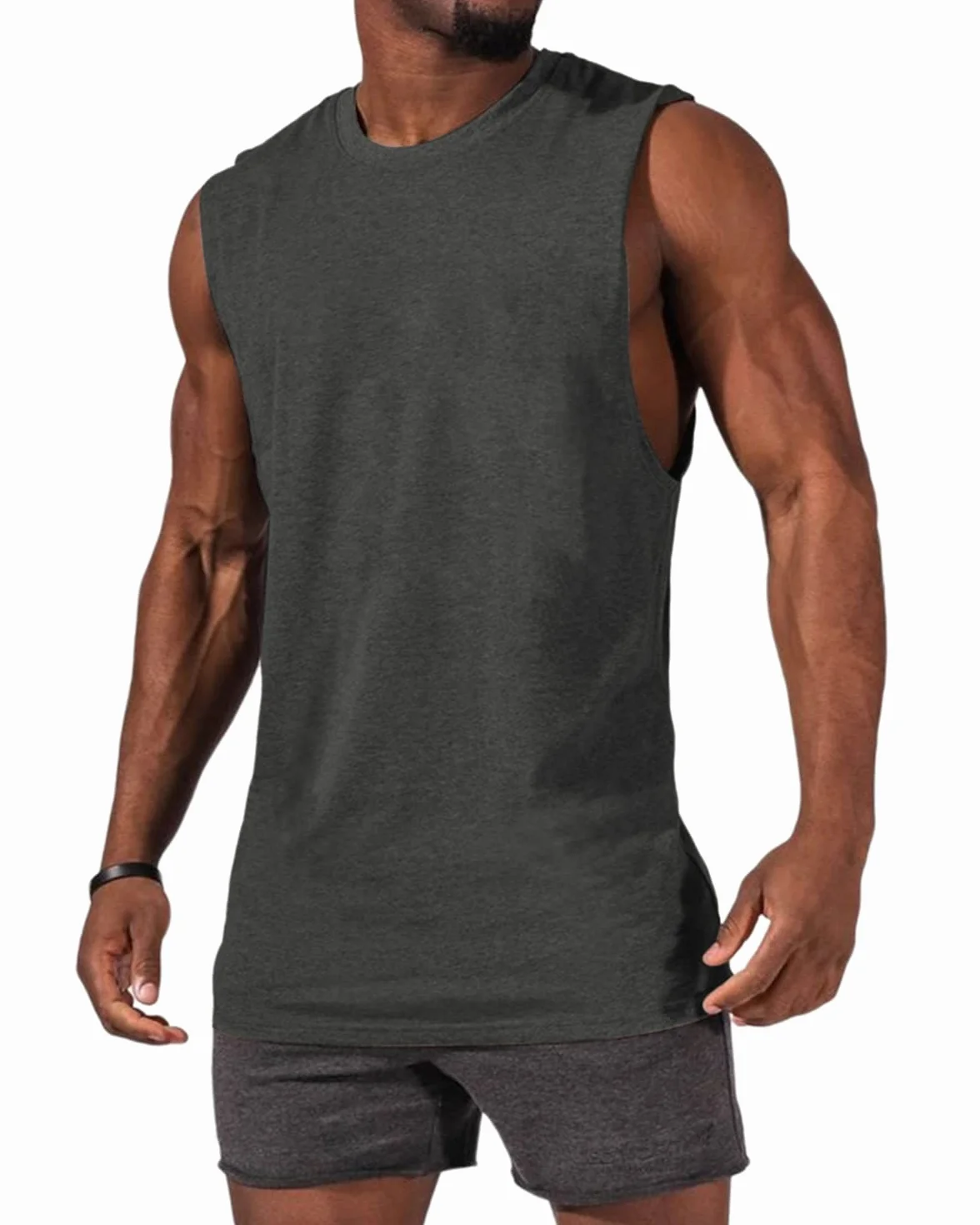 Débardeur sans manches homme T-shirt sport col rond fitness bretelles