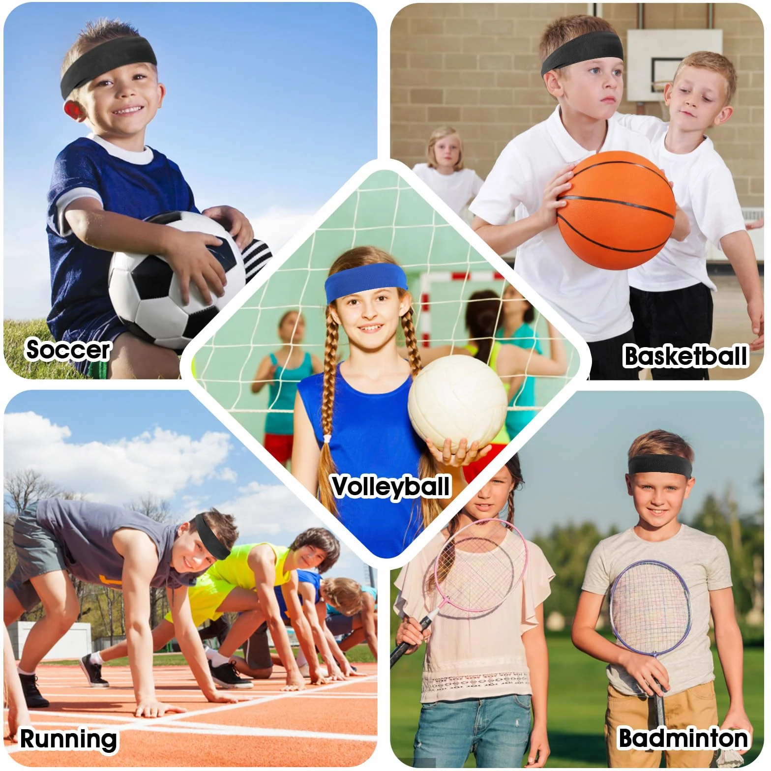 Bandeaux de Sport pour Enfants Bandeaux Athlétiques Doux Bandeau Élastique Anti-Humidité
